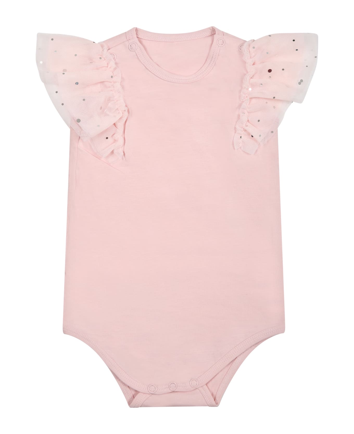 Stella donna McCartney Kids Pink Bodysuit For Baby Girl With checked - Pink