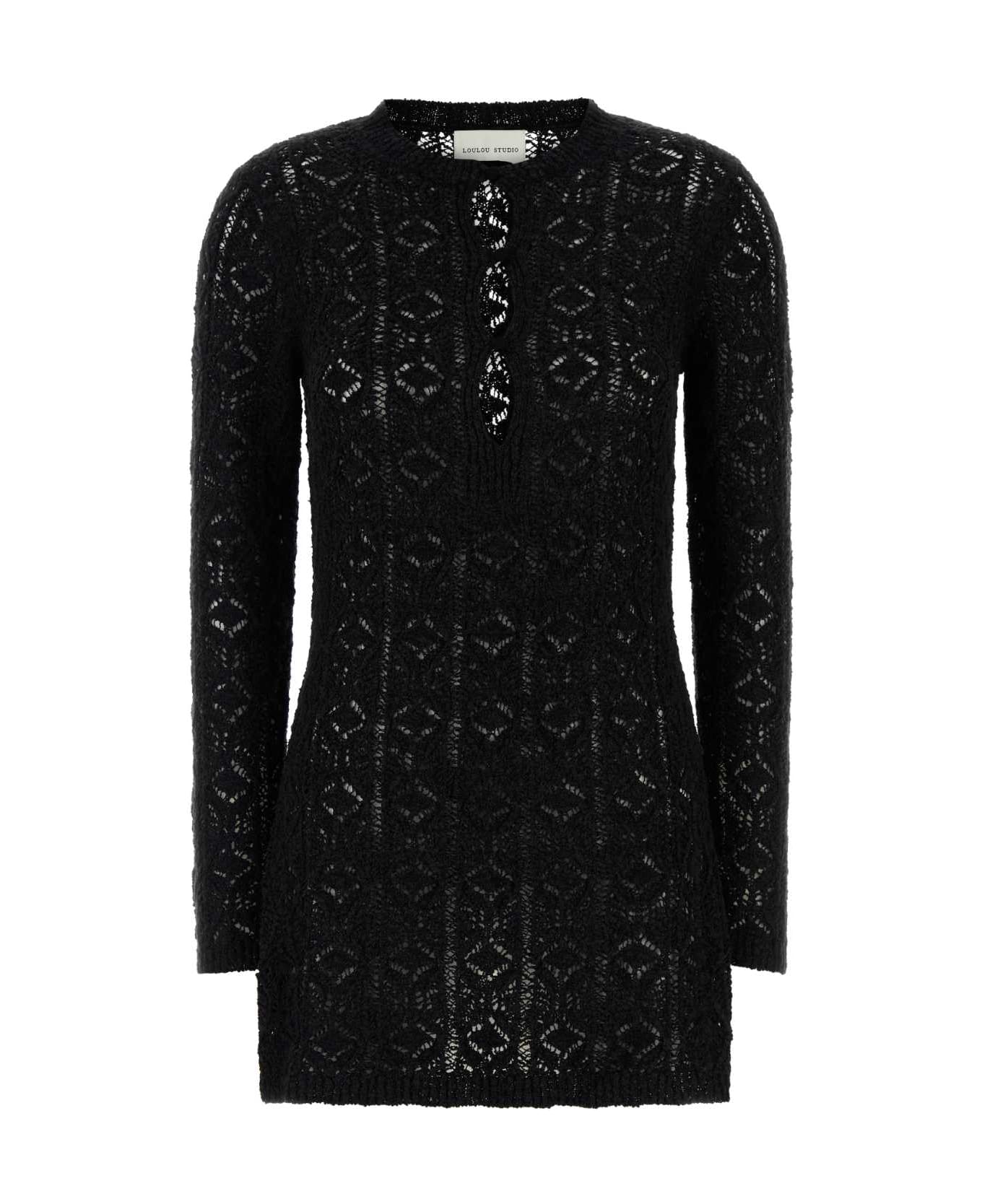 Loulou Studio Black Stretch Lace Evan Mini Dress - BLACK