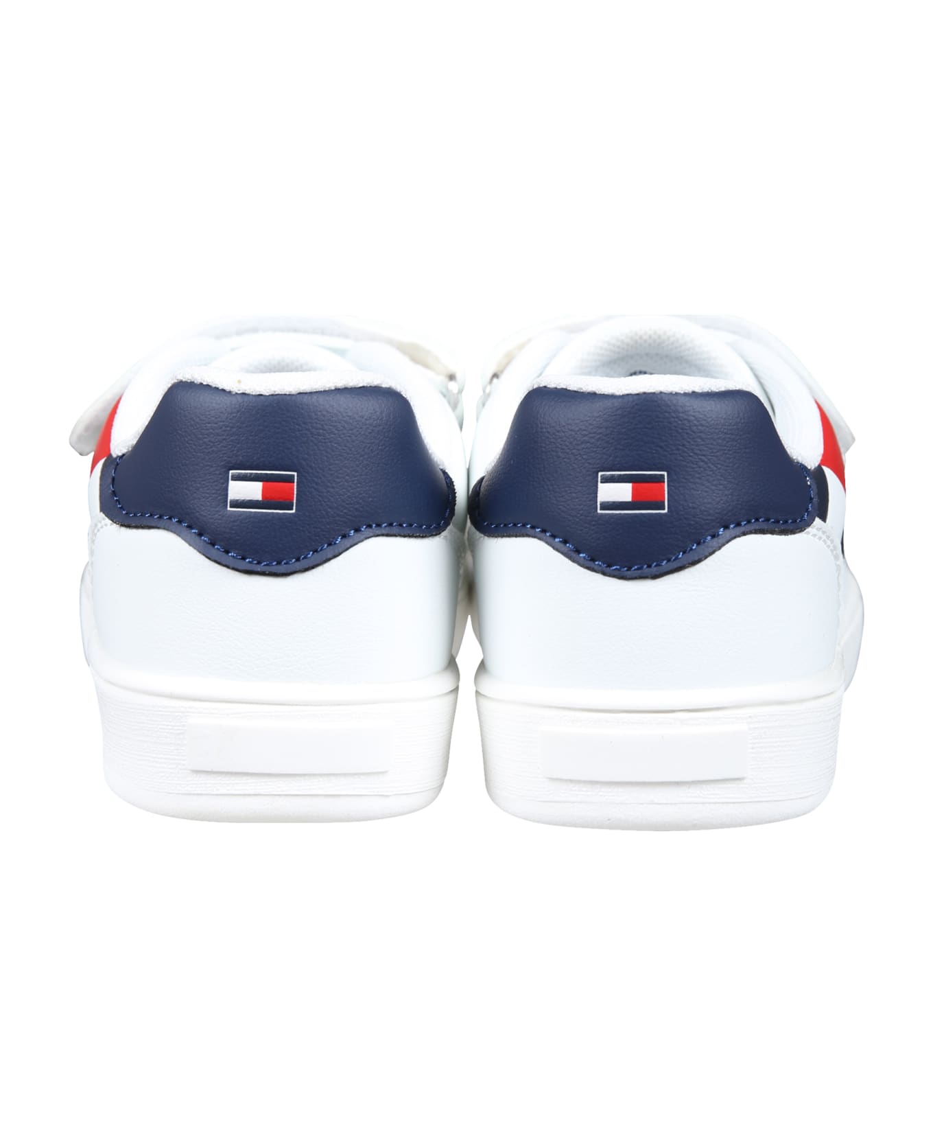 Tommy Hilfiger White Sneakers For Kids With Flag And Logo - White シューズ