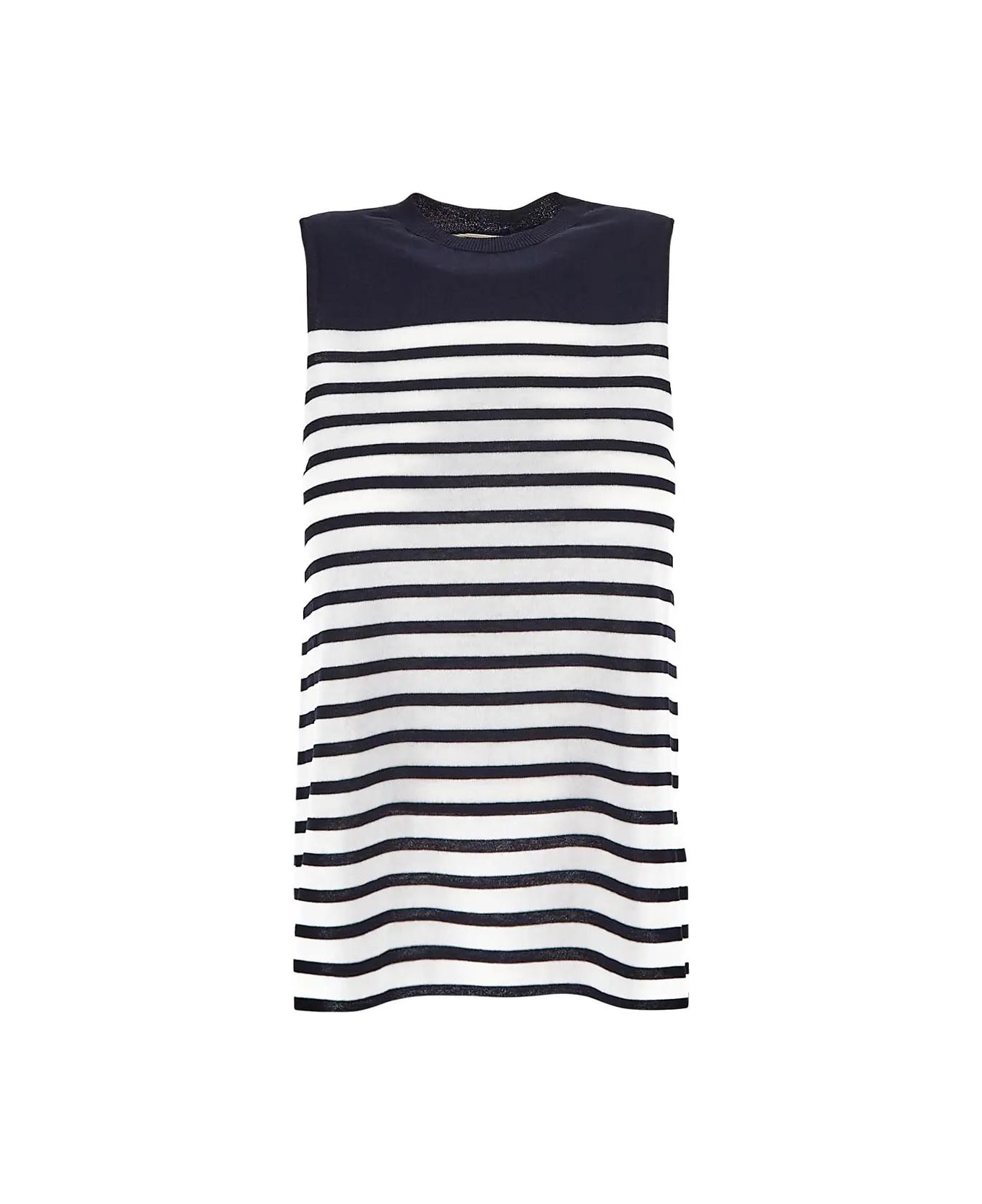 SEMICOUTURE Striped Sleeveless Knit - Ivory Notte