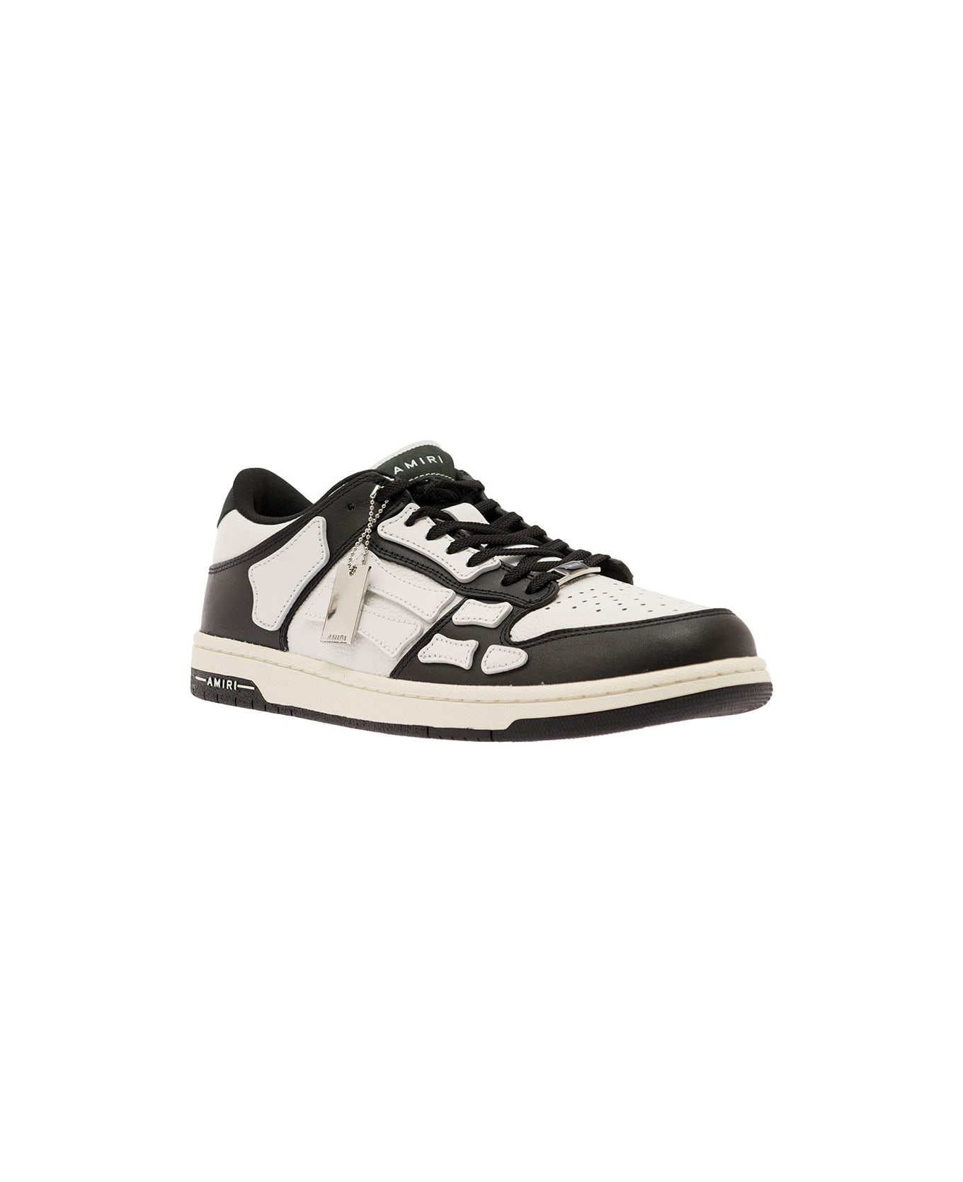 AMIRI 
skel Top Low
 White And Black Sneakers With Skeleton Patch In Leather Man - Black