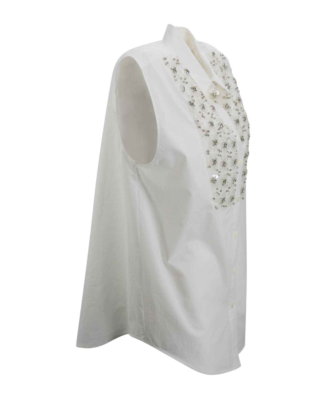Parosh Shirt With Sequin Embroidery - White