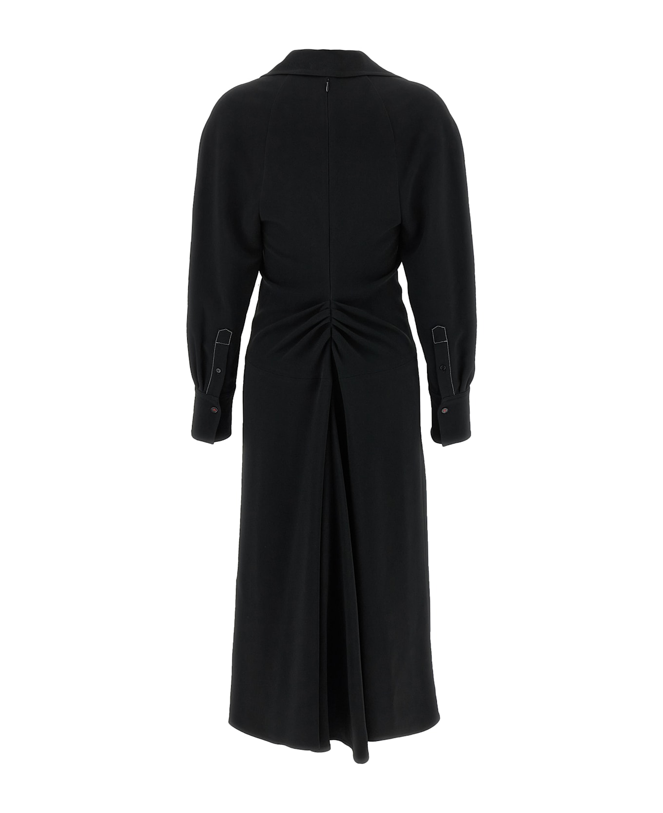 Victoria Beckham 
long Sleeve Polo Collar Midi
 Dress - Black  