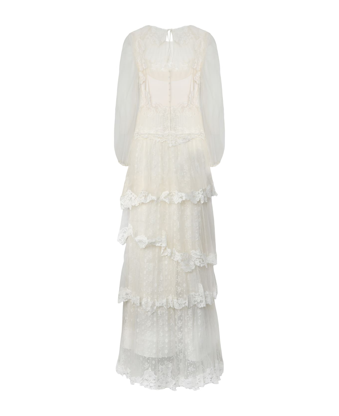 Alberta Ferretti I Live In Silk With Lace Inserts. - White