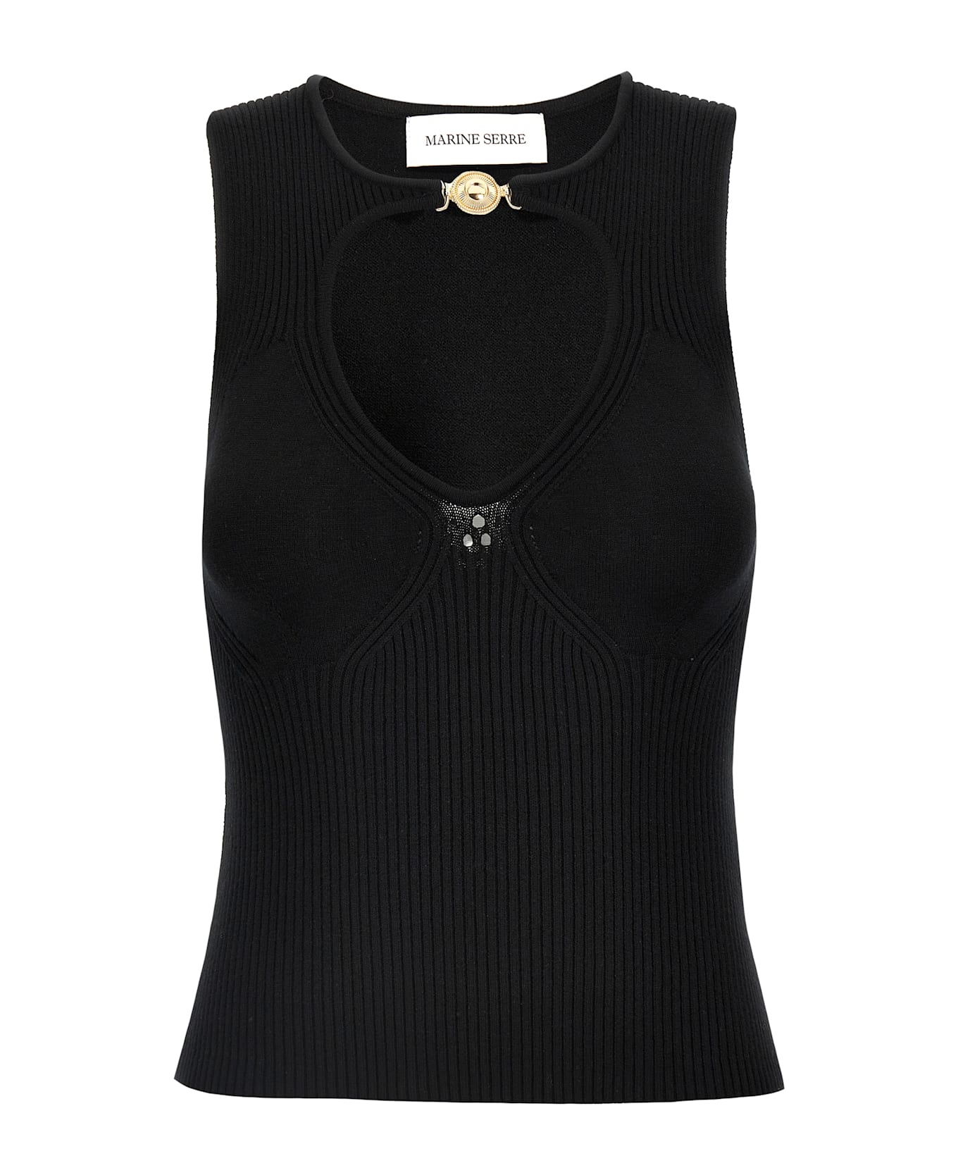 Marine Serre 'moon Jewelry Knit Open Neck' Top - Black  