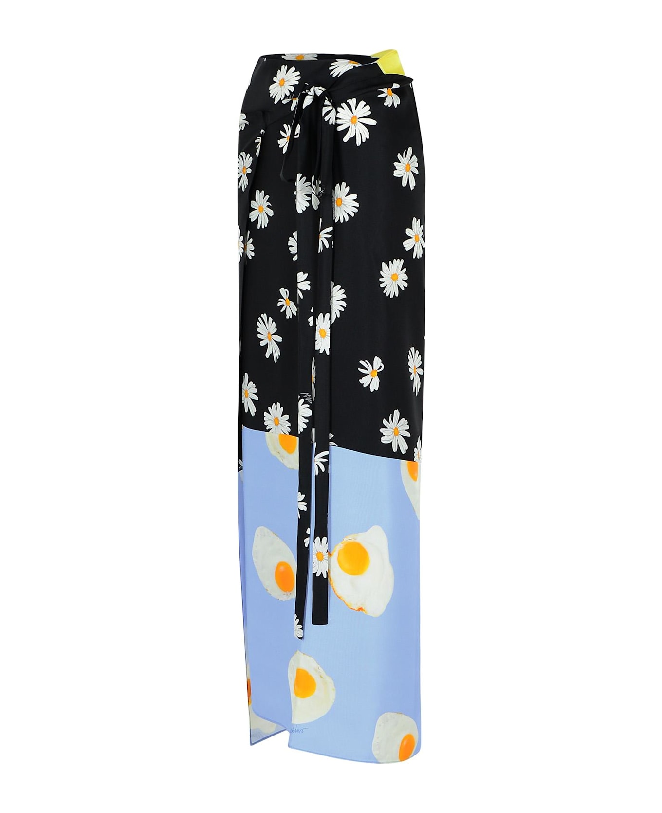 Moschino 
patchwork
 Black Silk Skirt - Red