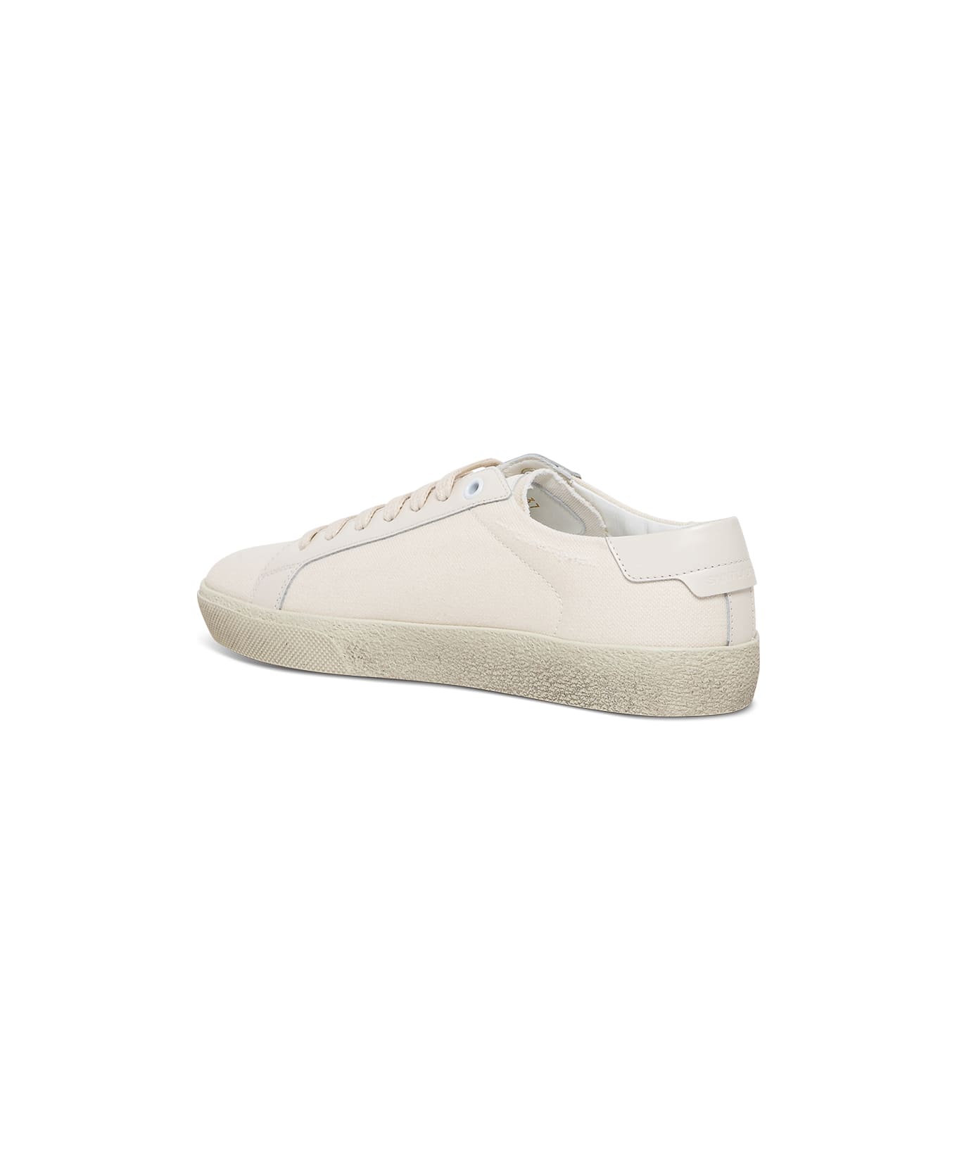 Saint Laurent Sl/06 Signature White Leather And Cotton Sneakers Saint Laurent Woman - White