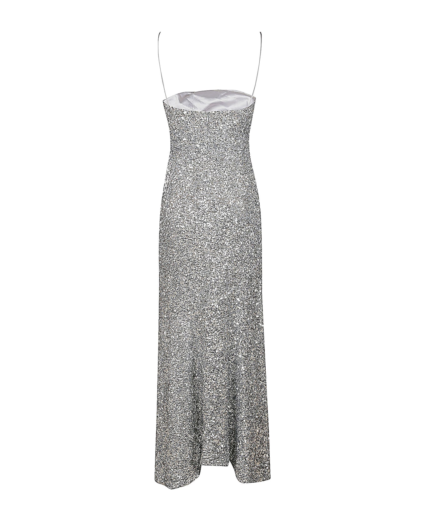 Ganni All-over Metallic Embellished Dress - Silver