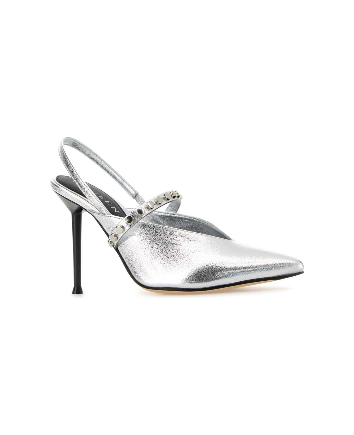 Alexander McQueen Silver Leather Revel Pumps - SILVERSILVER