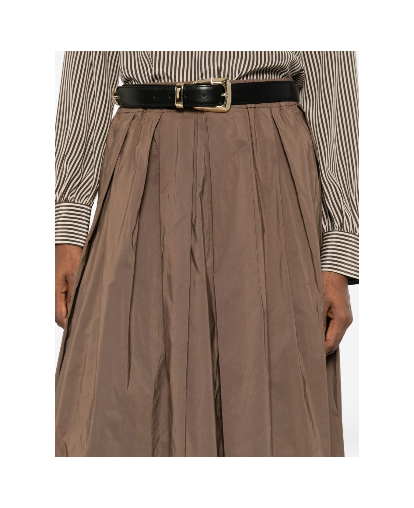 
S Max Mara Pleated Midi Skirt - Brown