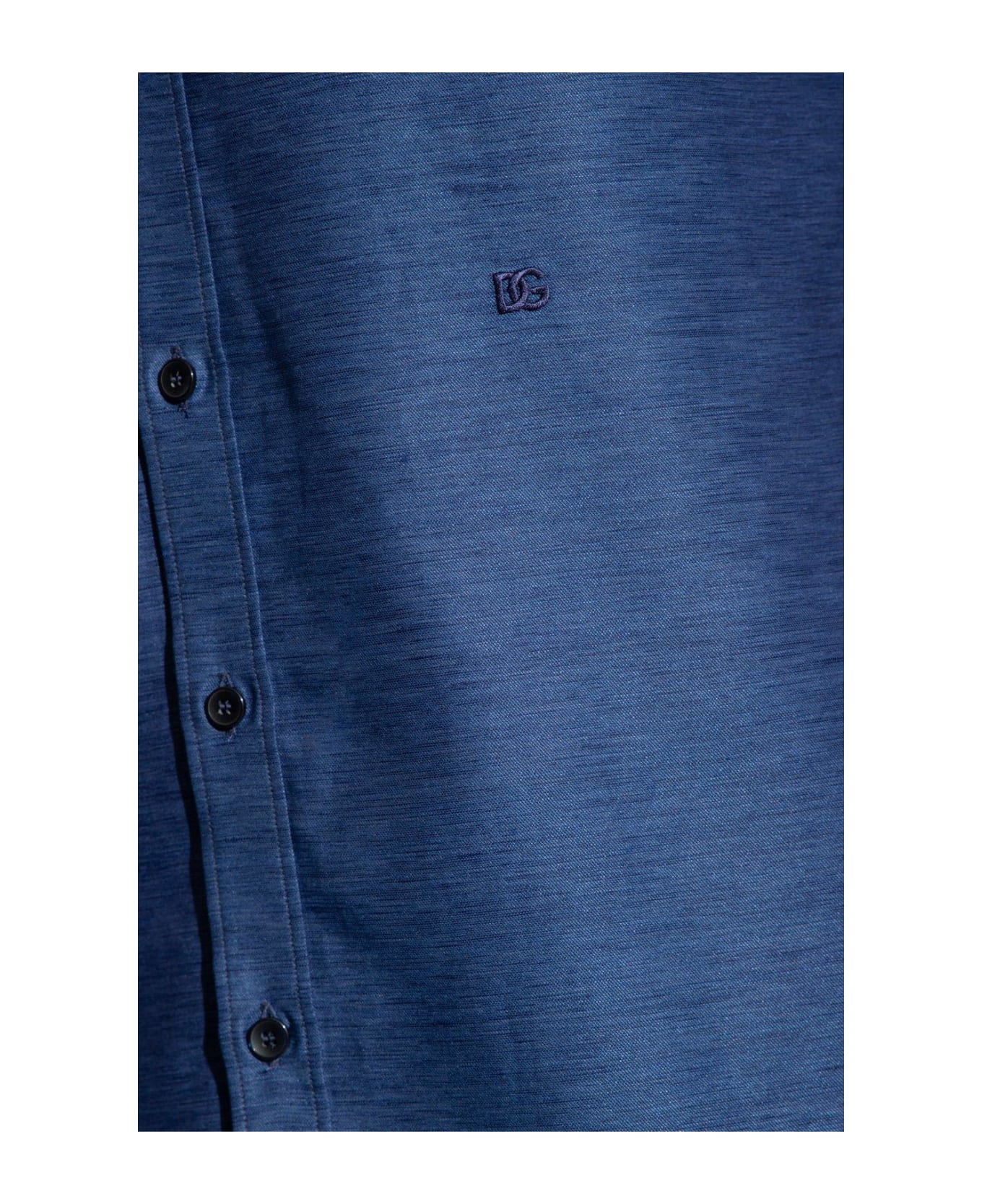 Dolce & Gabbana Logo Embroidered Buttoned Shirt - Blu