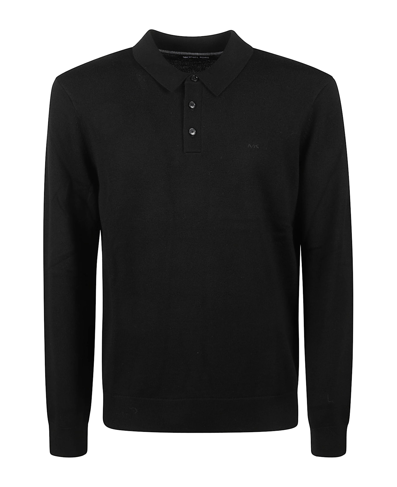 Michael Kors Logo Long-sleeved Polo Shirt - Black