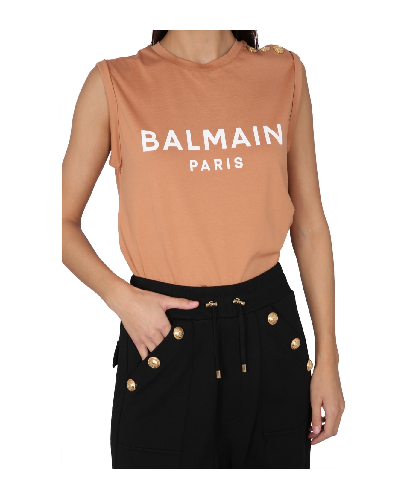 Balmain T-shirt With Logo - BEIGE