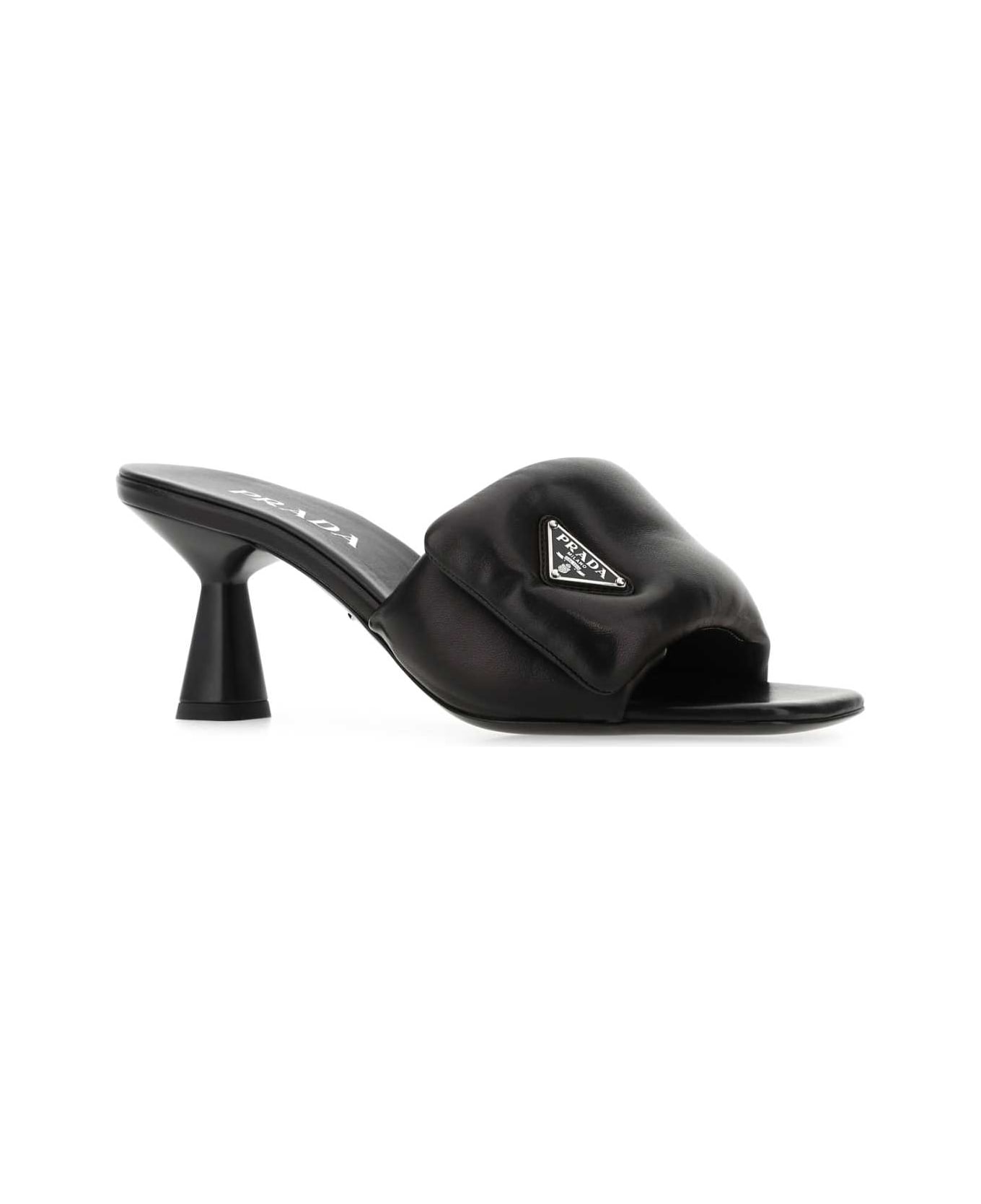 Prada Black Nappa Leather Mules - Black