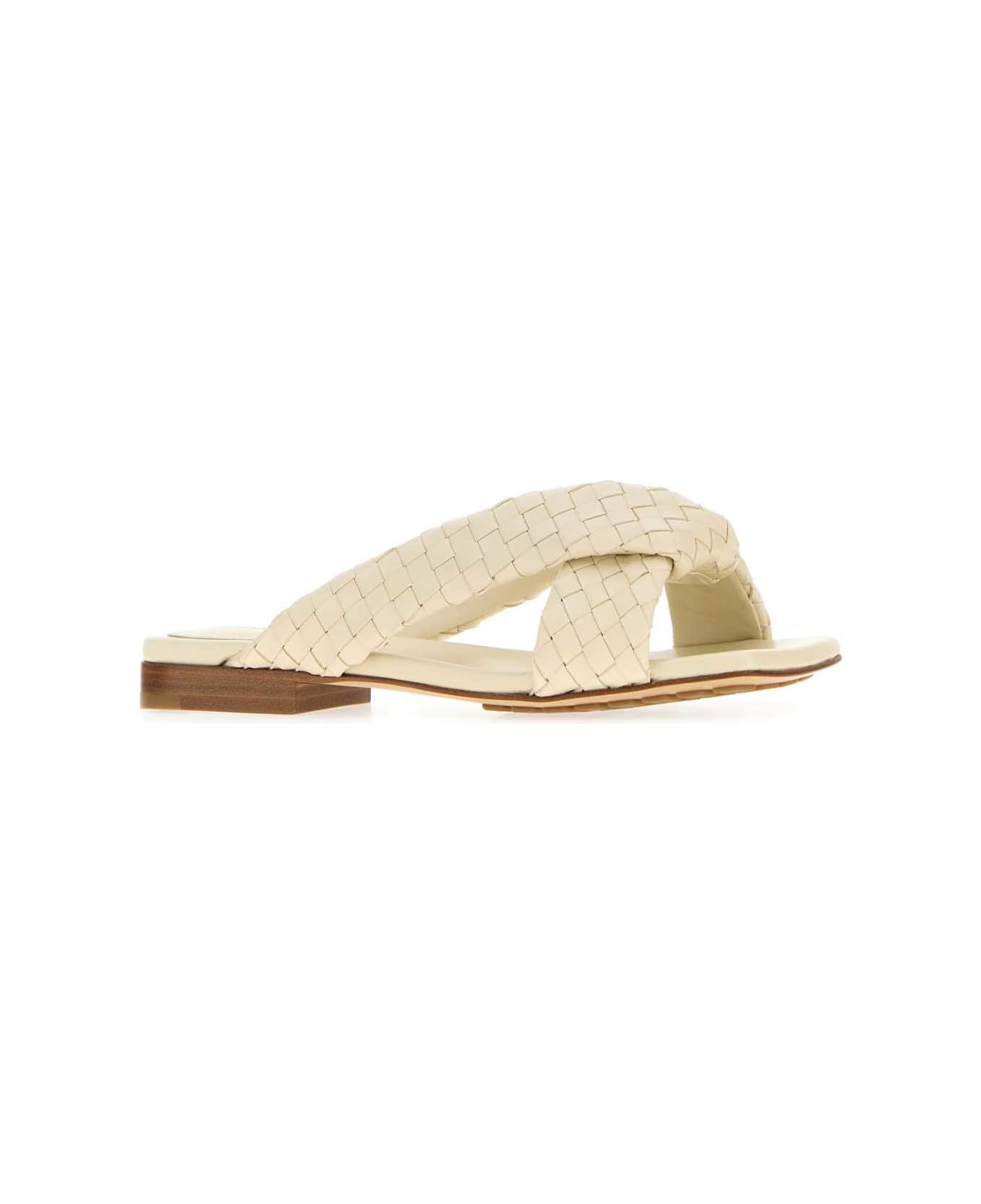 Bottega Veneta Ivory Nappa Leather Riva Slippers - SEASALT