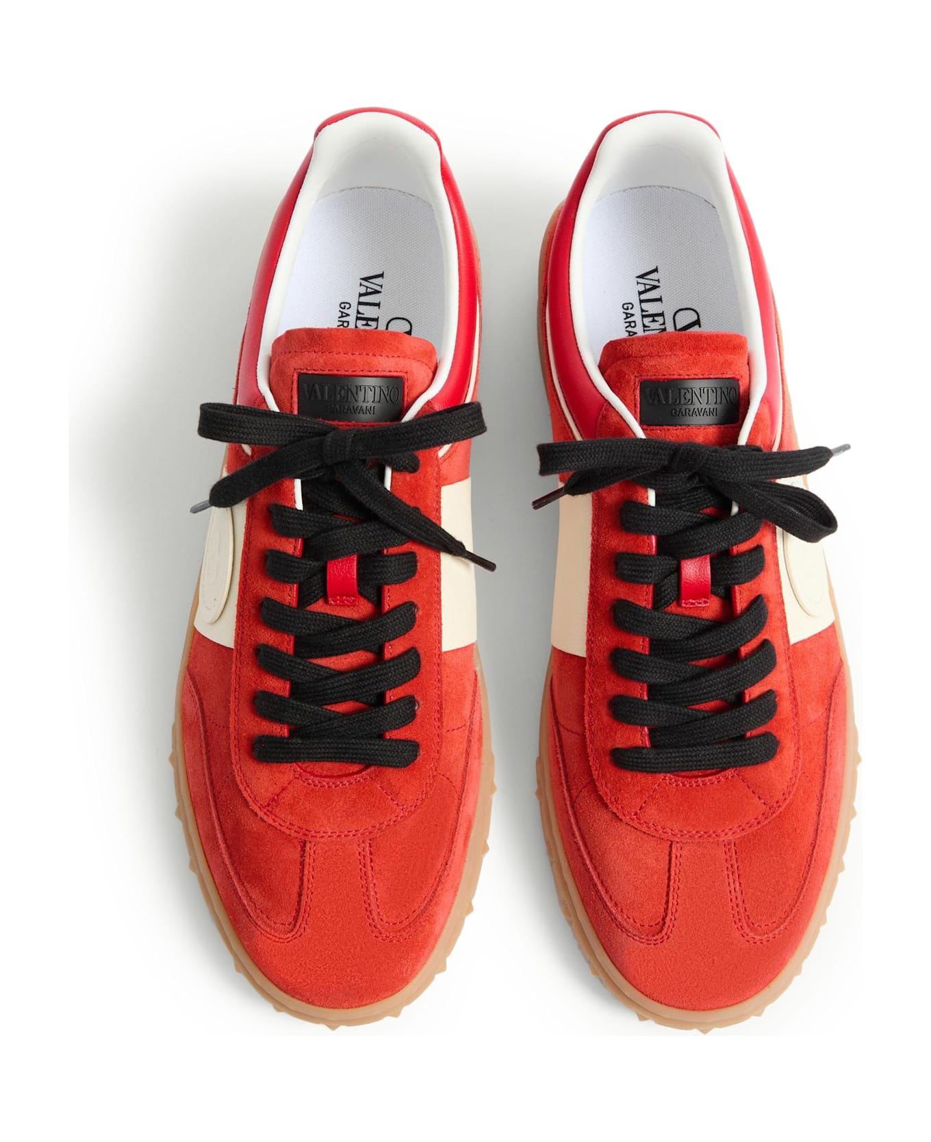 Valentino Garavani Upvillage Low Top Sneaker In Split Leather And Calfskin Nappa Leather - Red