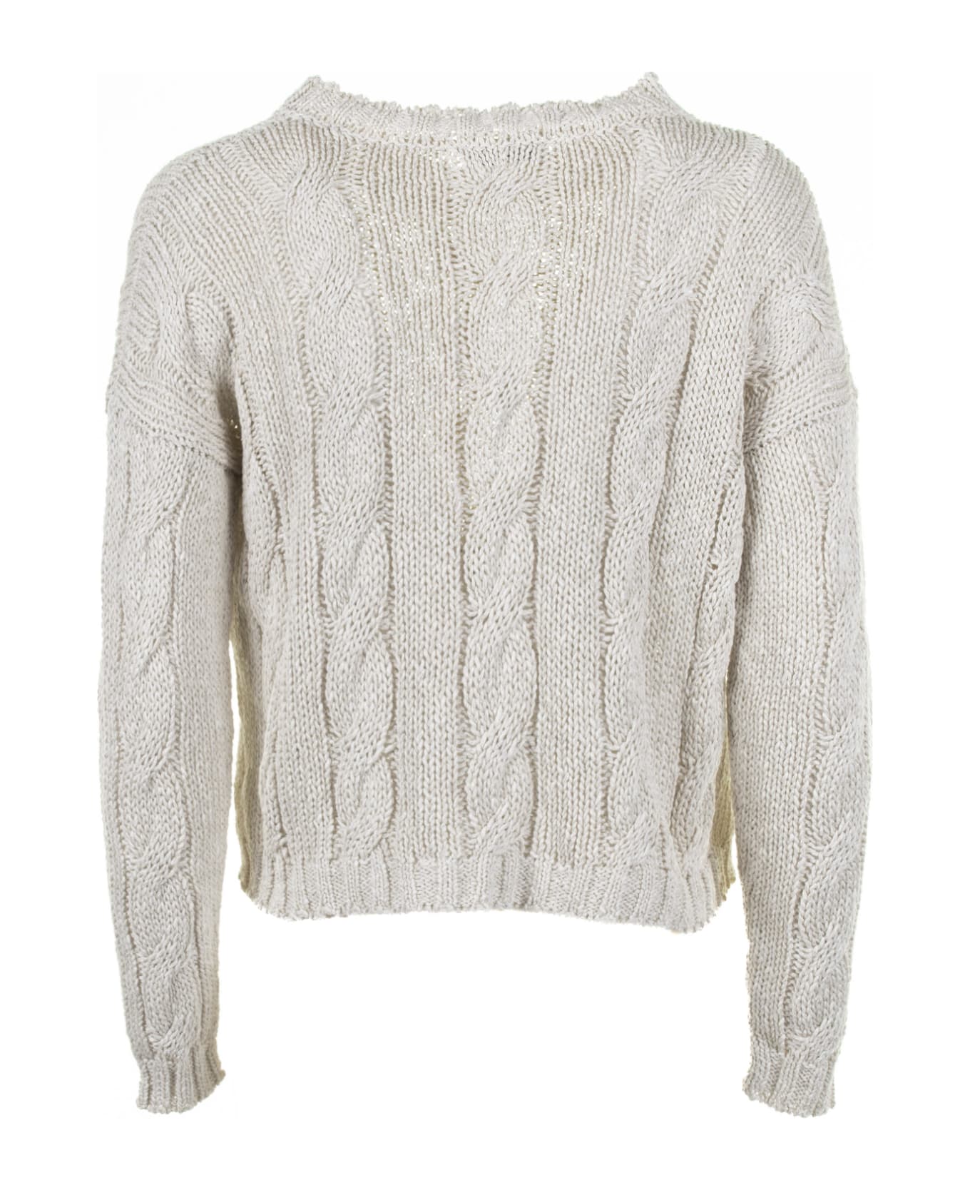 Base Crew-neck Sweater With Braid Motif - GESSO