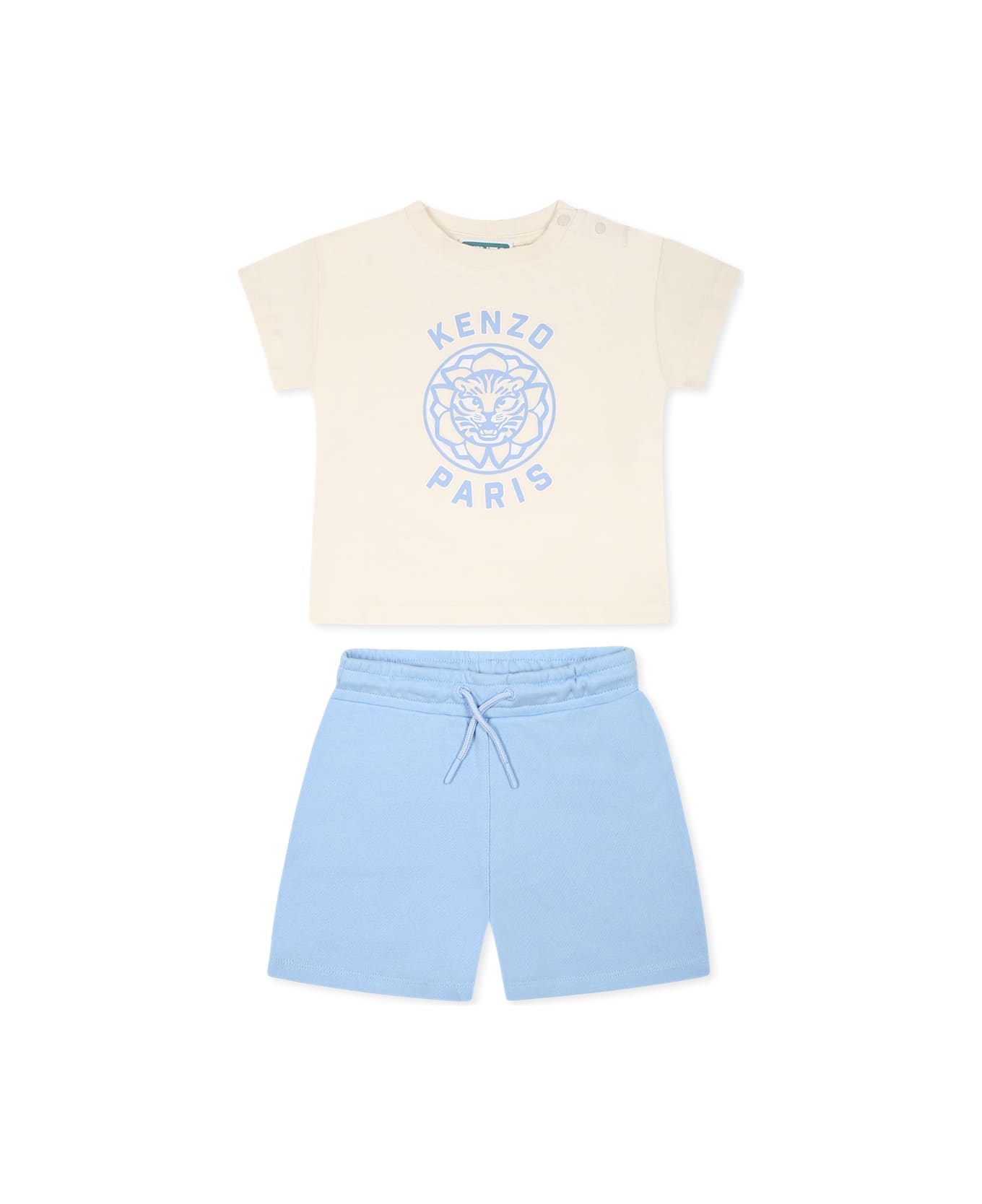 Kenzo Kids Blue Suit For Baby Boy With Lucky Tiger - Multicolor