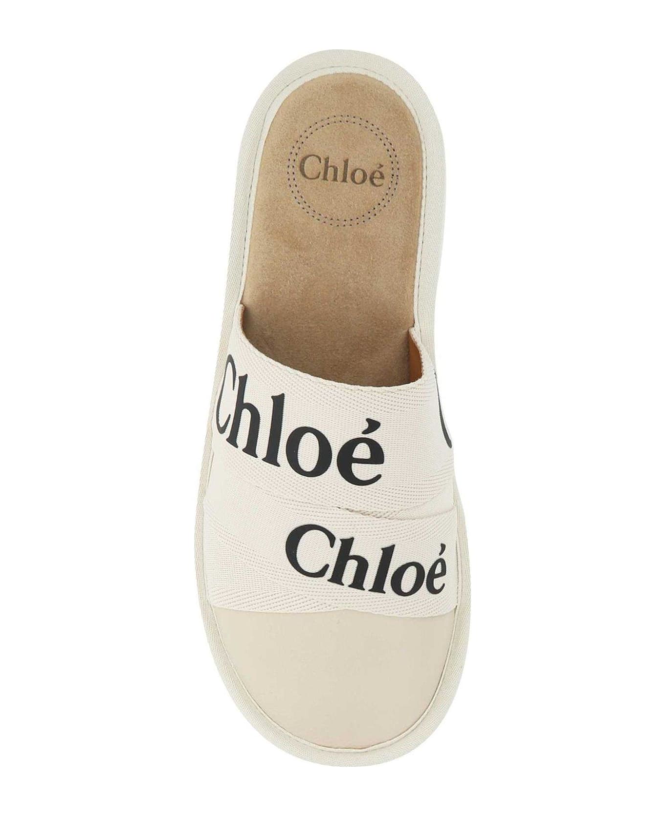 Chloé Logo Band Slippers - White