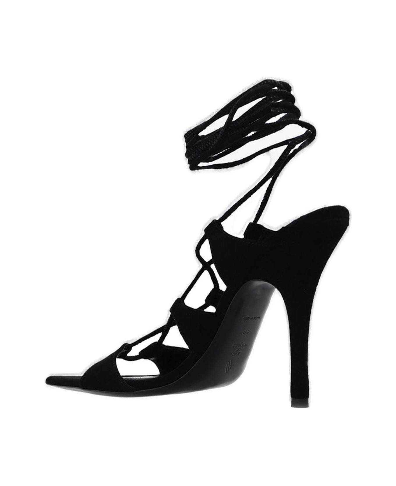 The Attico Renee Lace-up Ankle Strap Sandals - BLACK