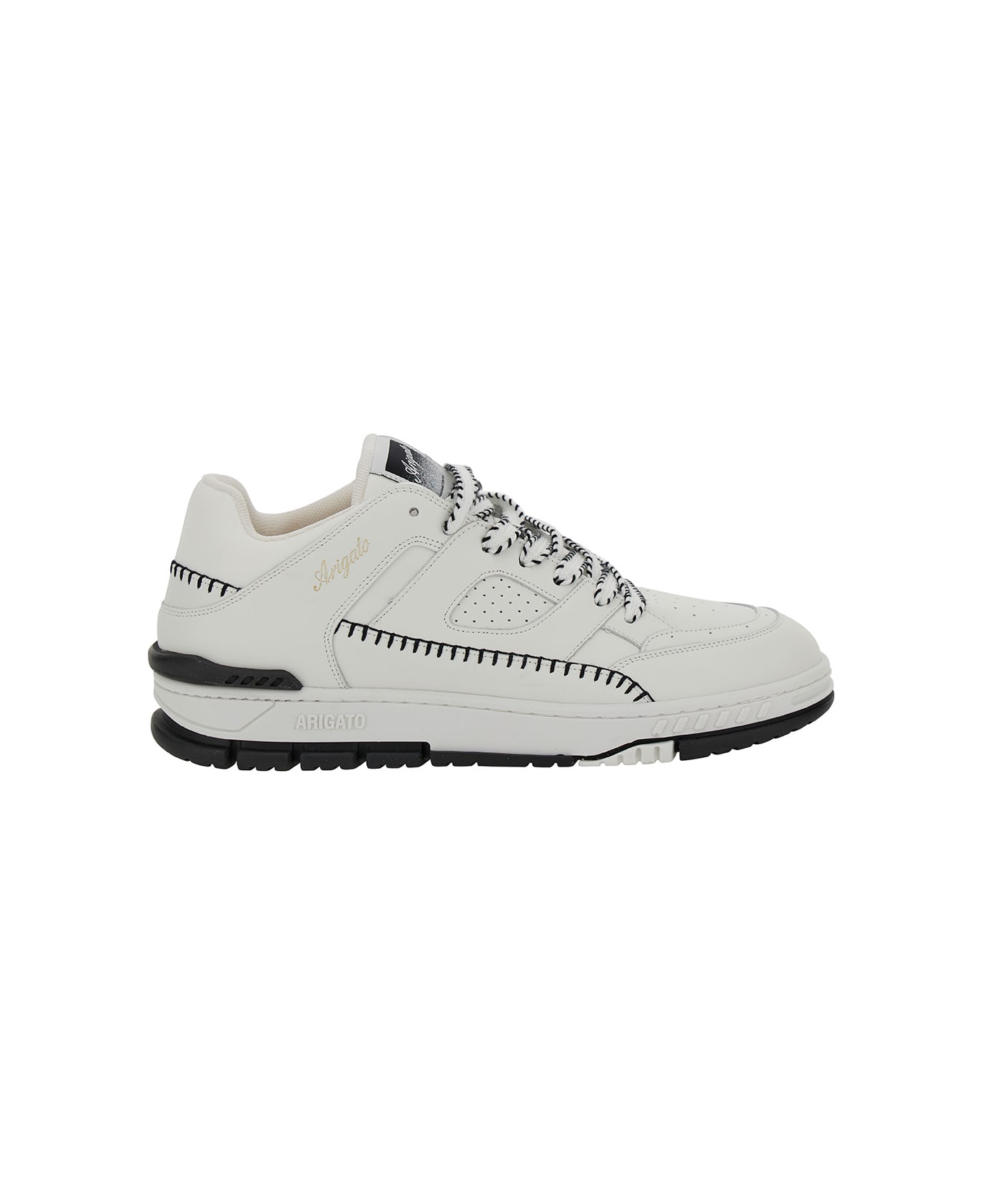 Axel Arigato 'area Lo Sneaker Stitch' White Low Top Sneakers With Contrasting Stitch Detail In Leather Man - White Black スニーカー