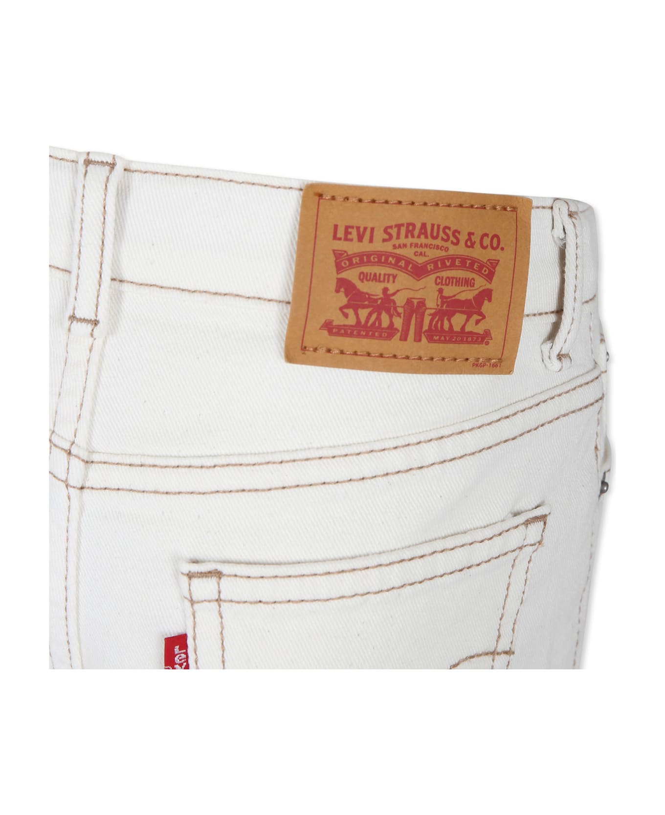 Levi's Ivory Jeans For Girl With Logo - Ivory