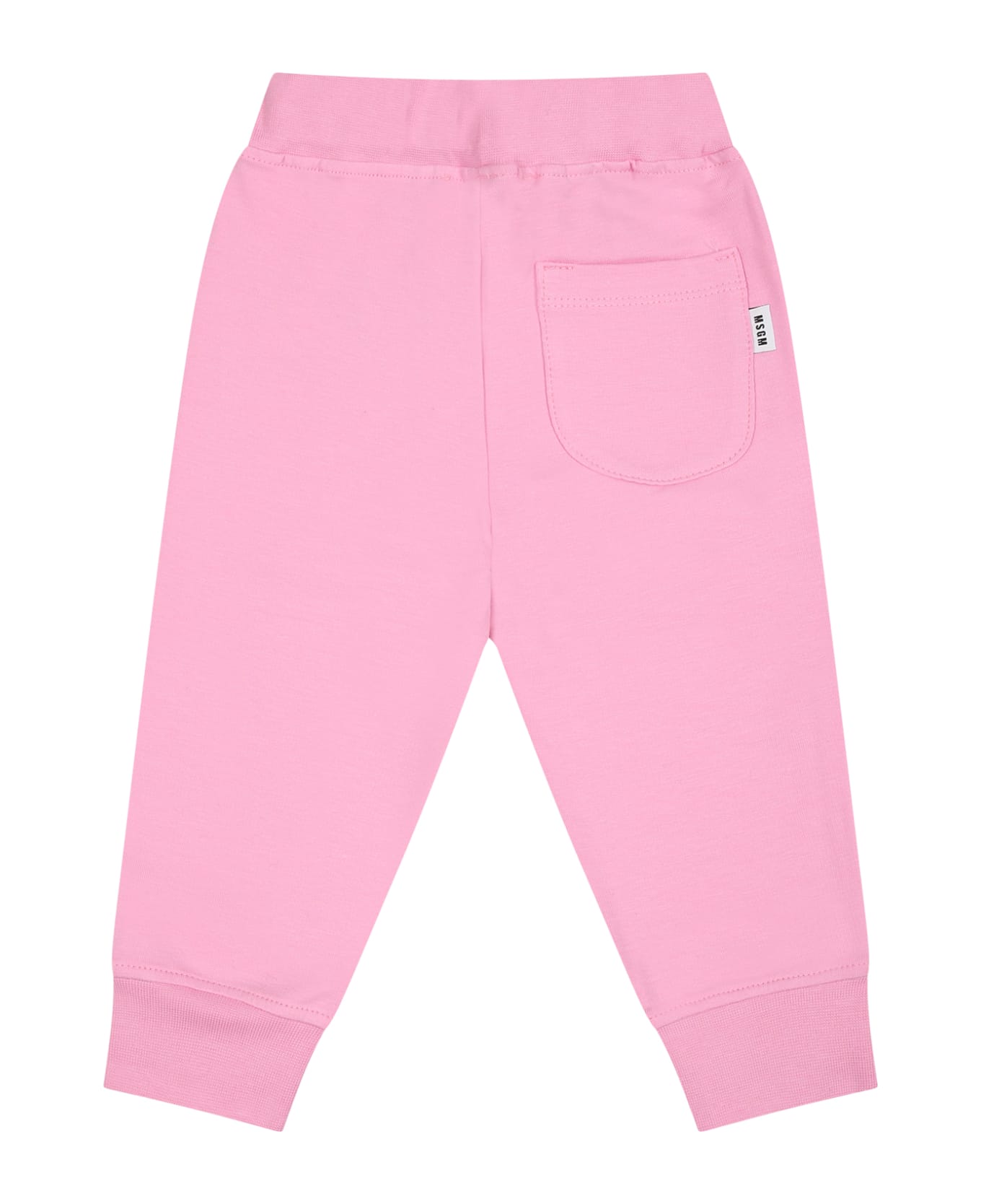 MSGM Pink Trousers For Baby Girl With Logo - Pink ボトムス