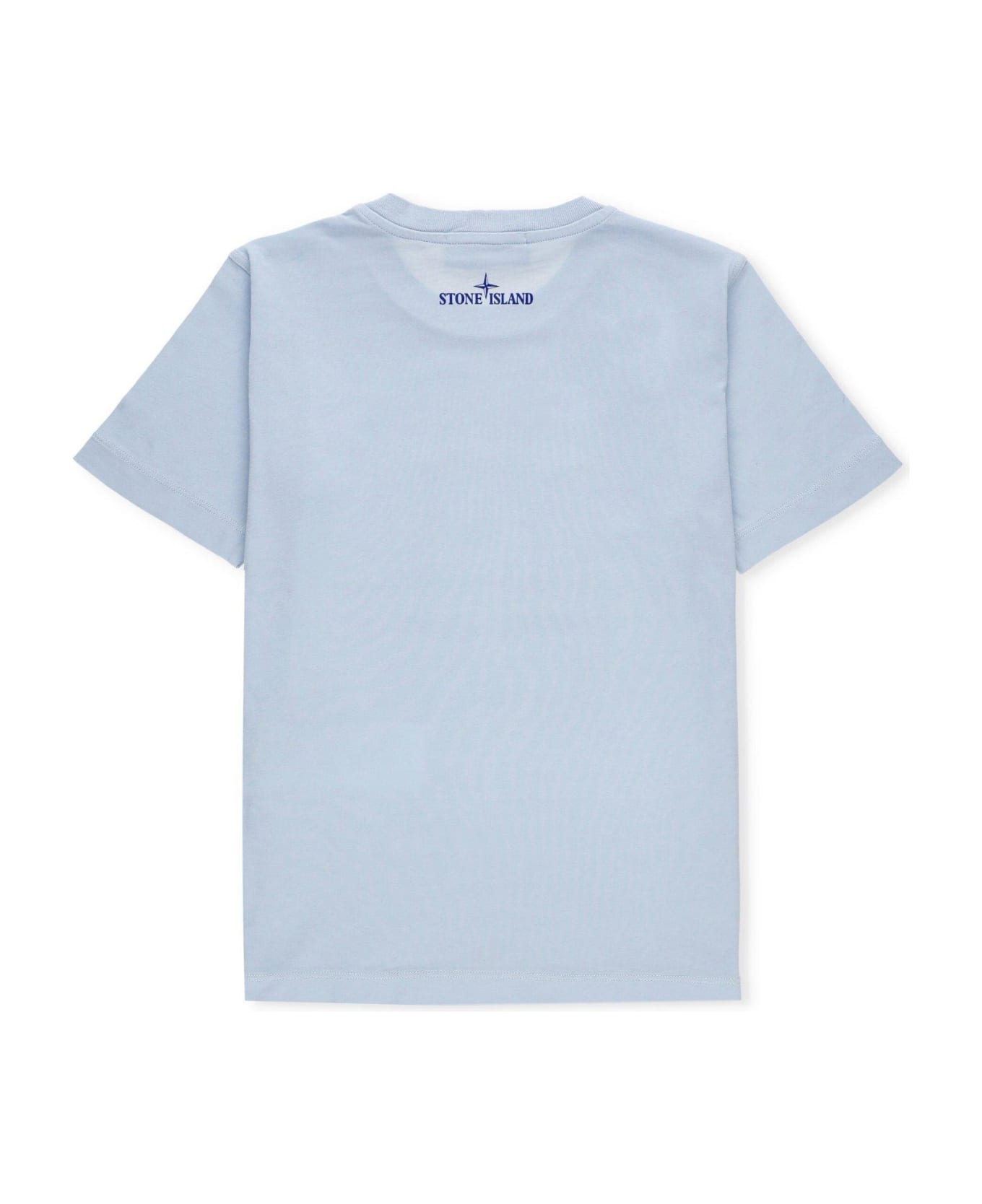 Stone Island Logo Printed Crewneck T-shirt - Celeste Tシャツ＆ポロシャツ