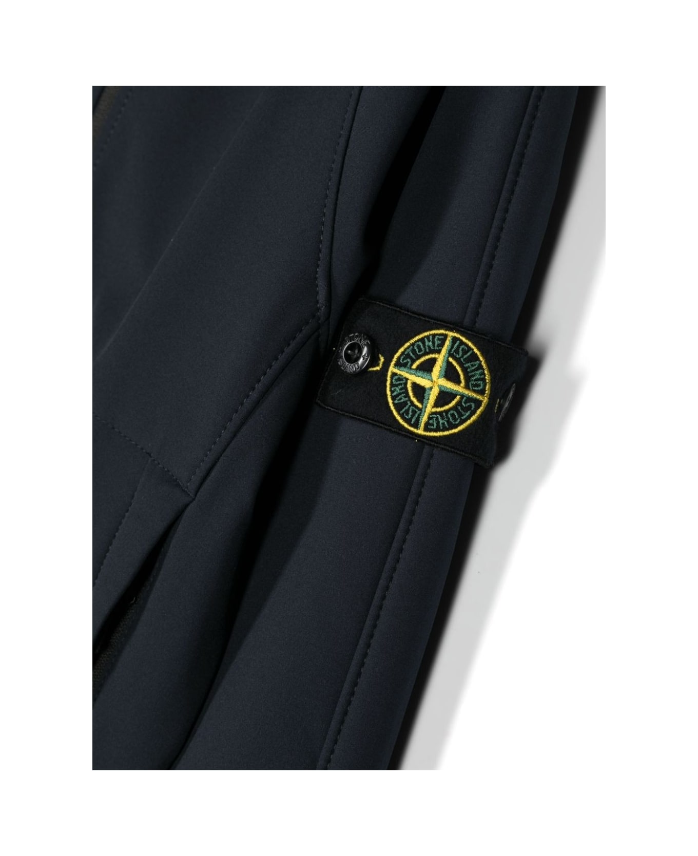 Stone Island Junior Navy Blue Light Soft Shell-r E.dye Jacket In Recycled Polyester - Blue