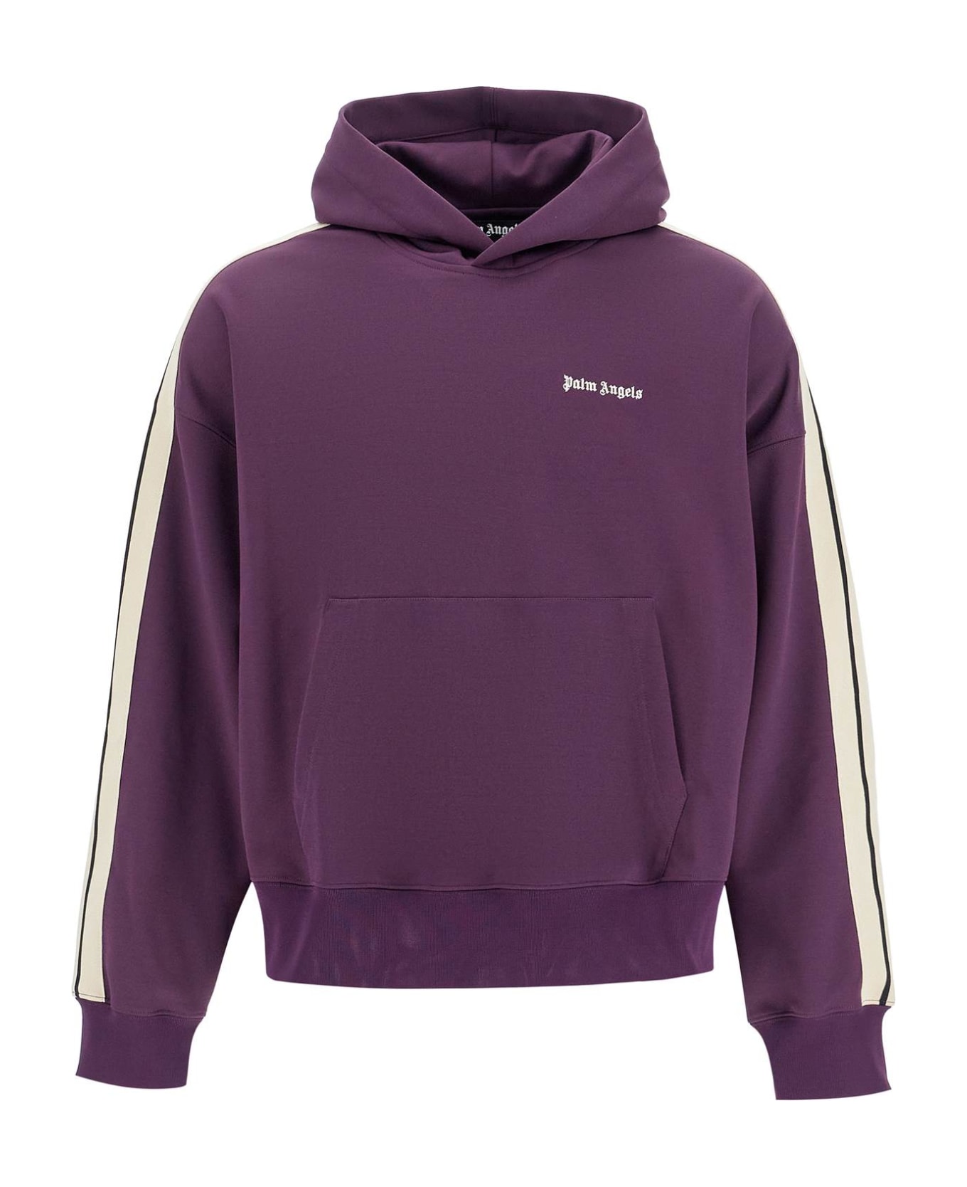 Palm Angels Boxy Sweatshirt With Stripes - DARK PURPLE OFF WHITE (Purple)