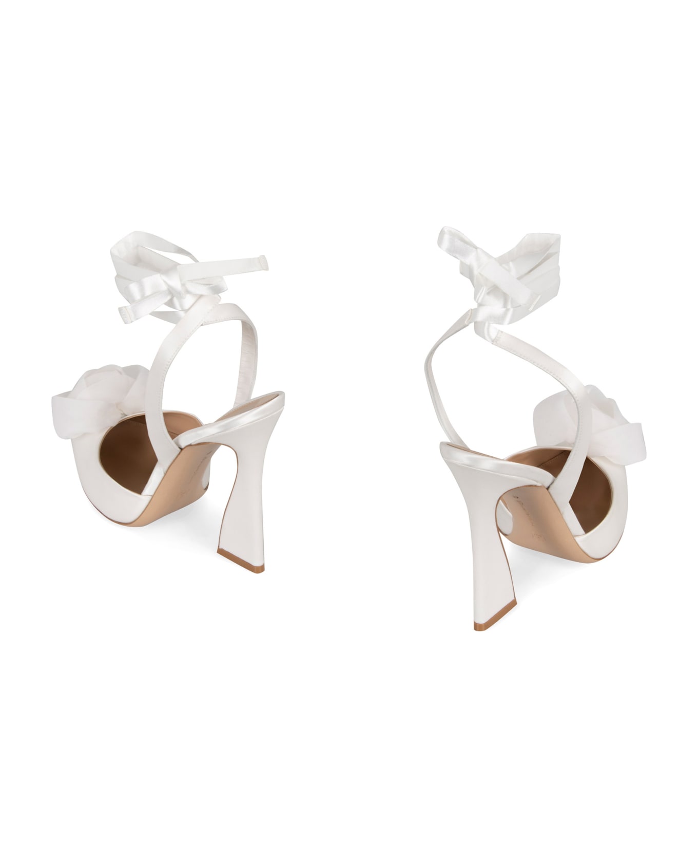 Gianvito Rossi Satin Slingback Pumps - White