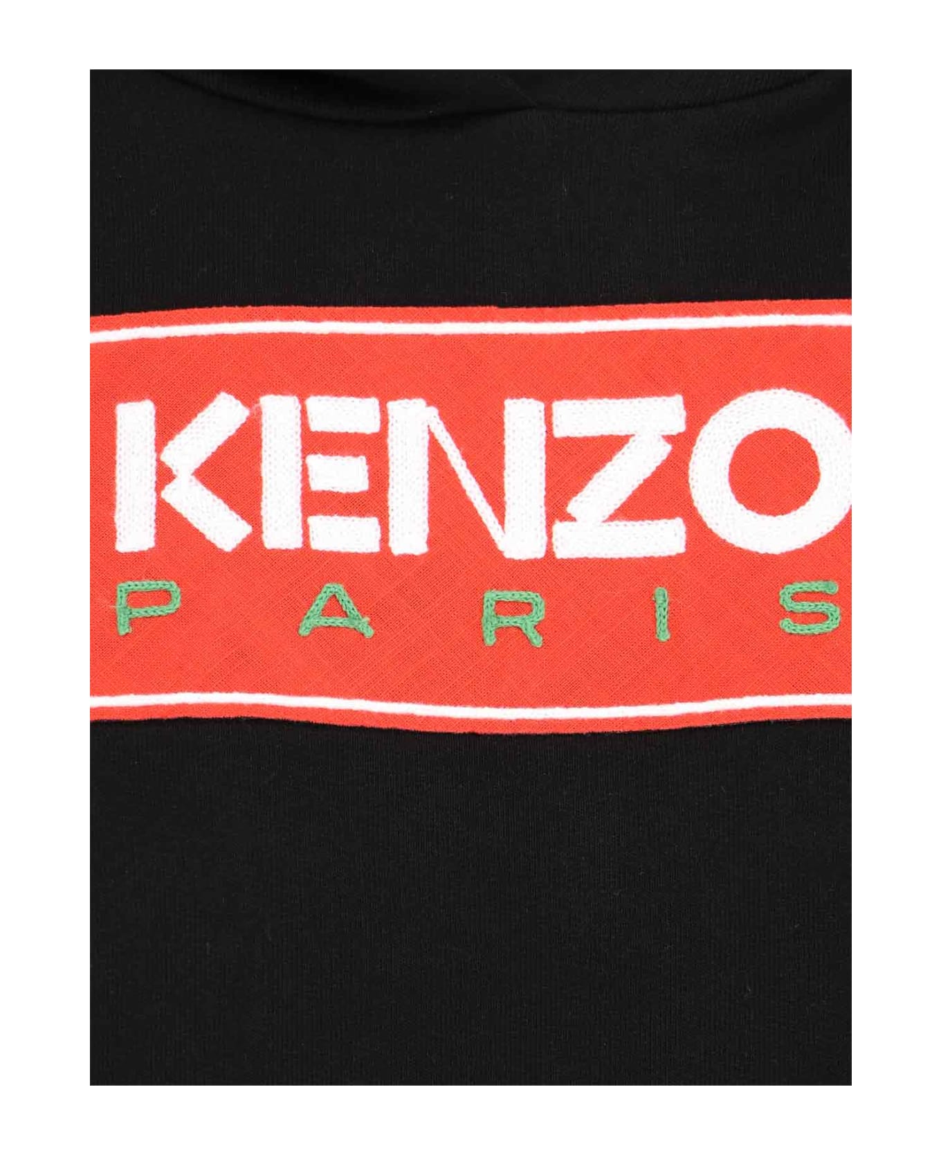 Kenzo Logo Embroidered Hoodie - Black