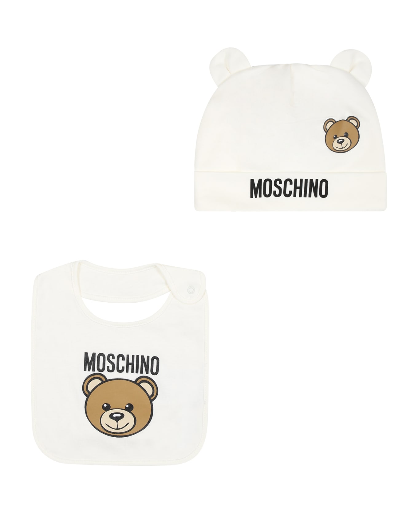 Moschino White Set For Baby Kids With Teddy Bear - White