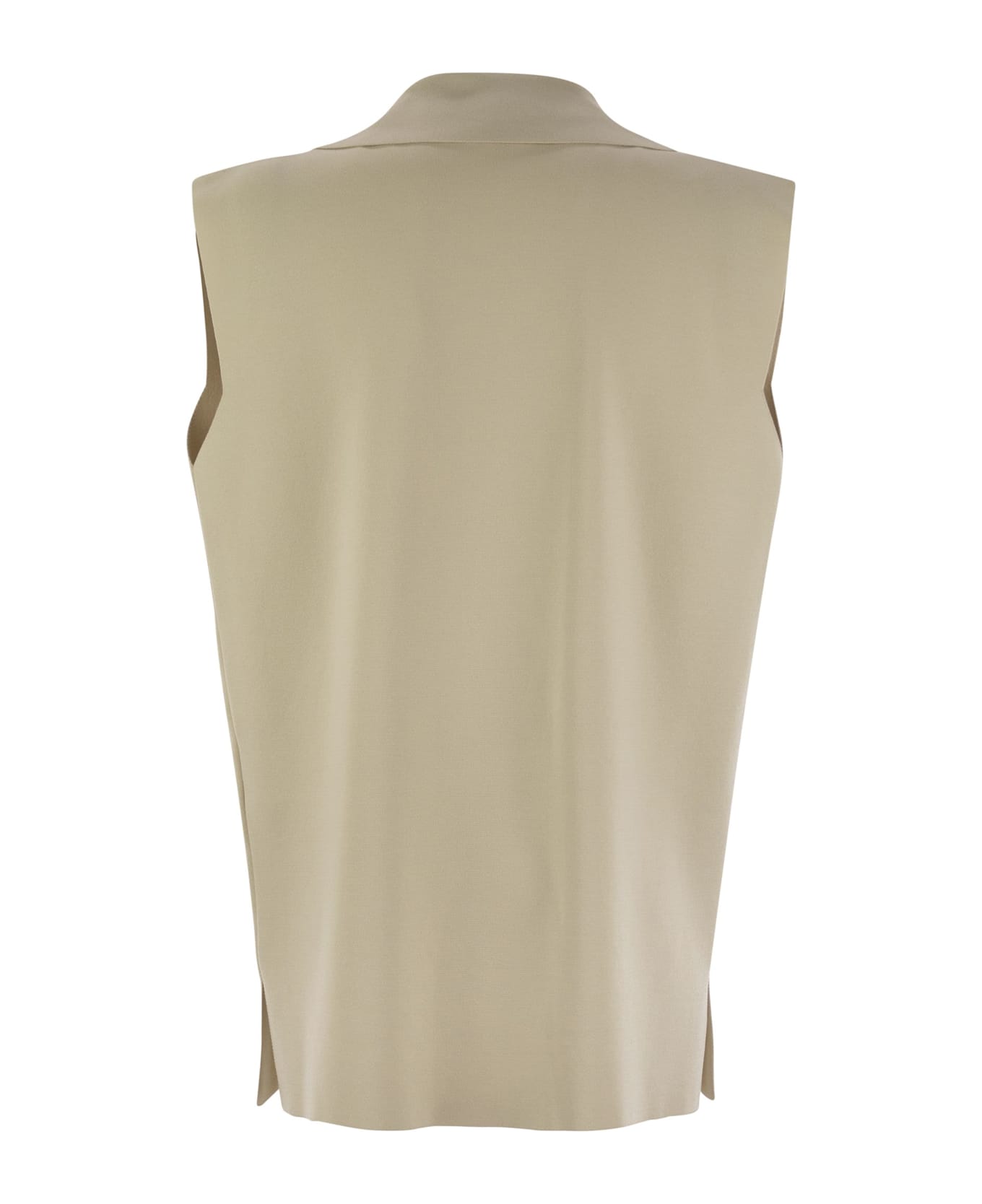 Fay Technical Viscose Knitted Vest - Cream