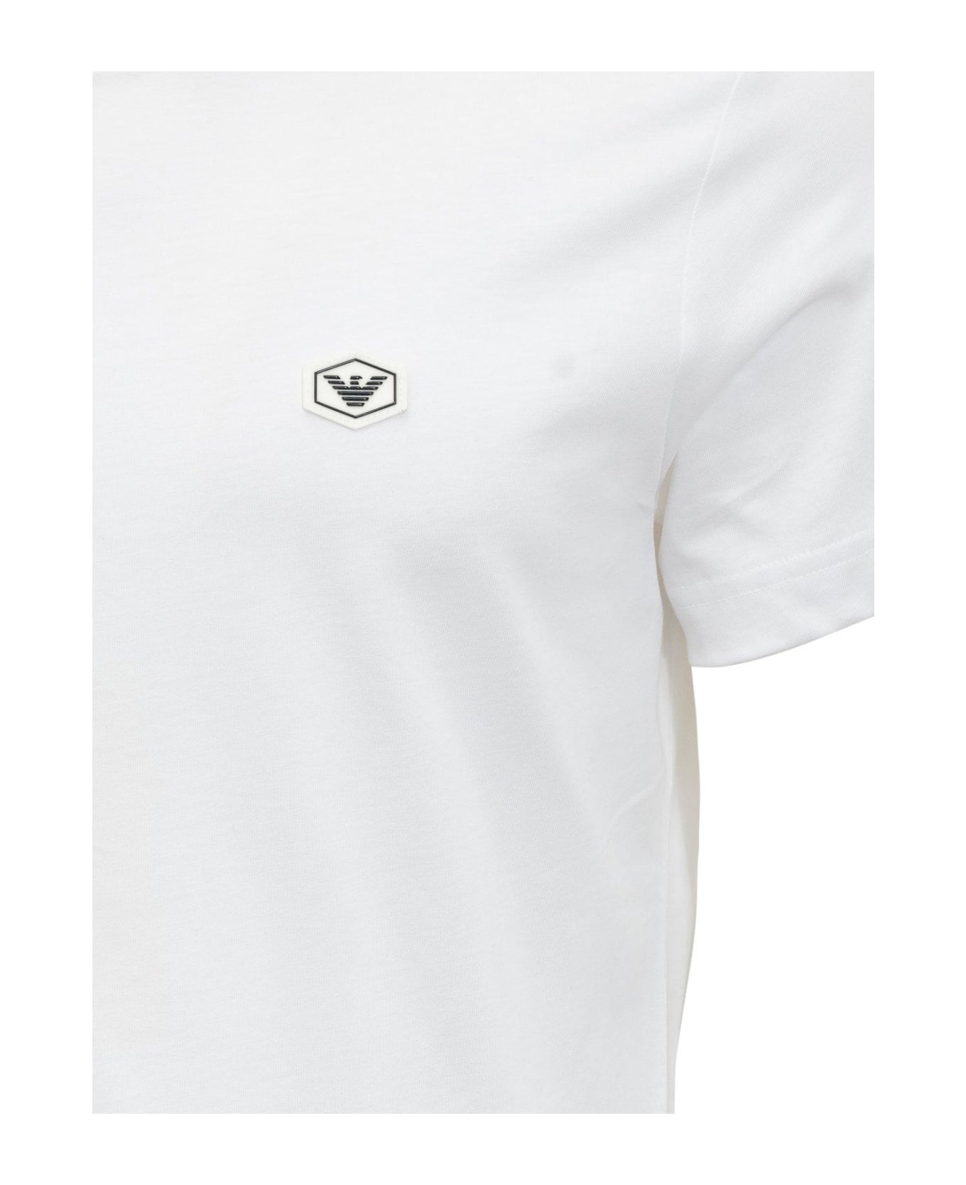 Emporio Armani Logo Patch Crewneck T-shirt - White シャツ