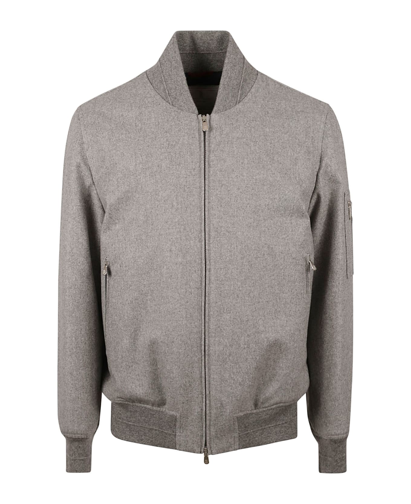 Brunello Cucinelli Side Zip Bomber - Light Grey/Blue