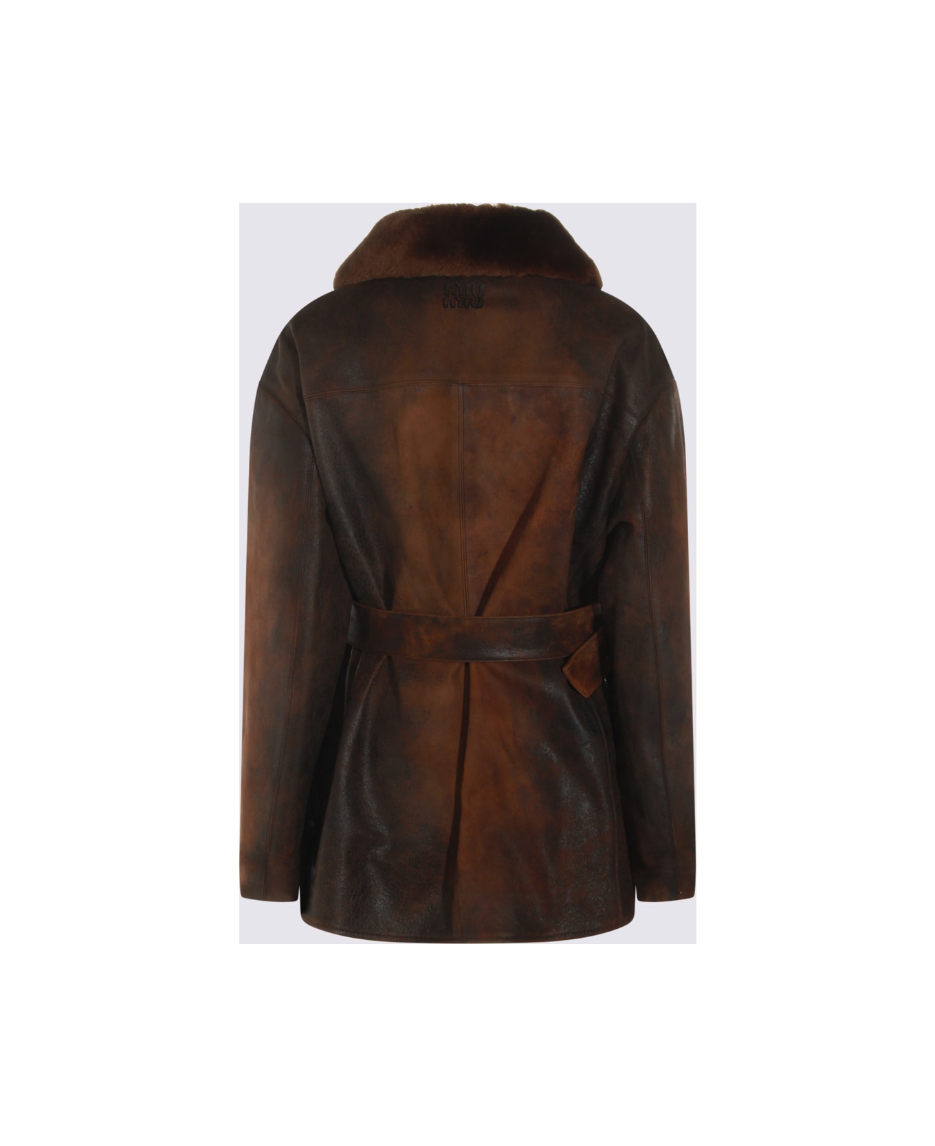 Miu Miu Brown Leather Jacket - Brandy
