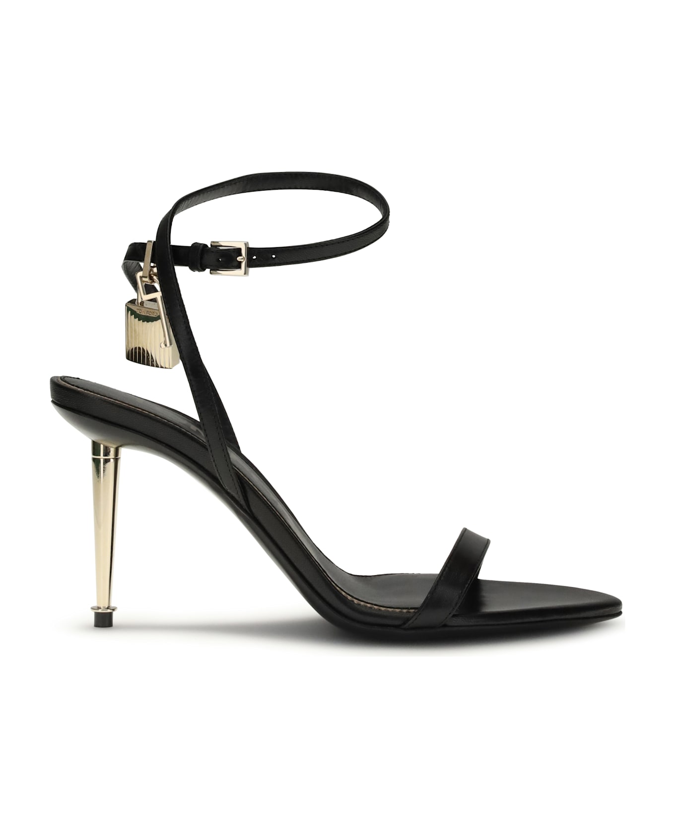 Tom Ford Shiny Leather Padlock Pointy Naked Sandal