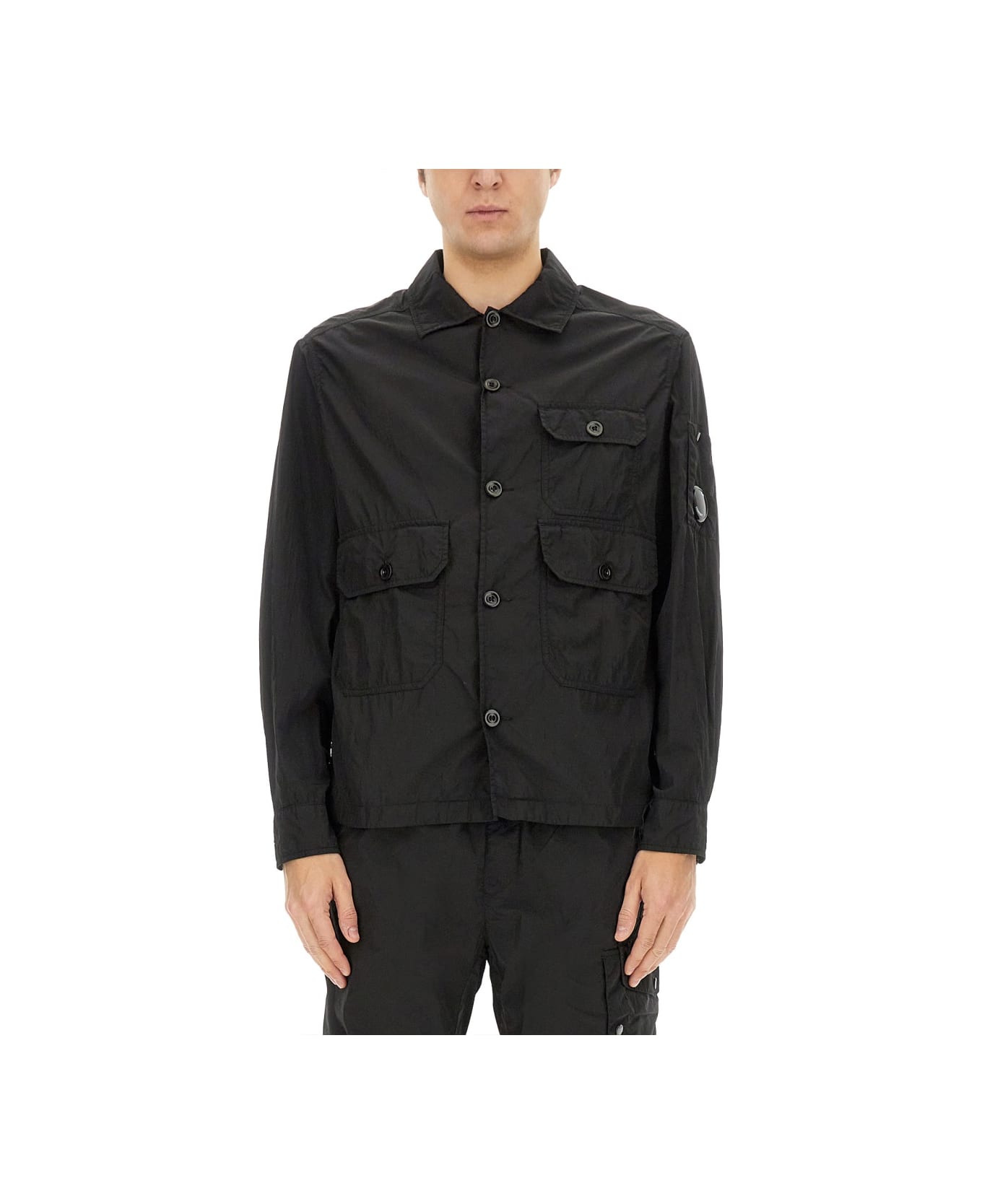 C.P. Company Jacket With Gabardine - BLACK