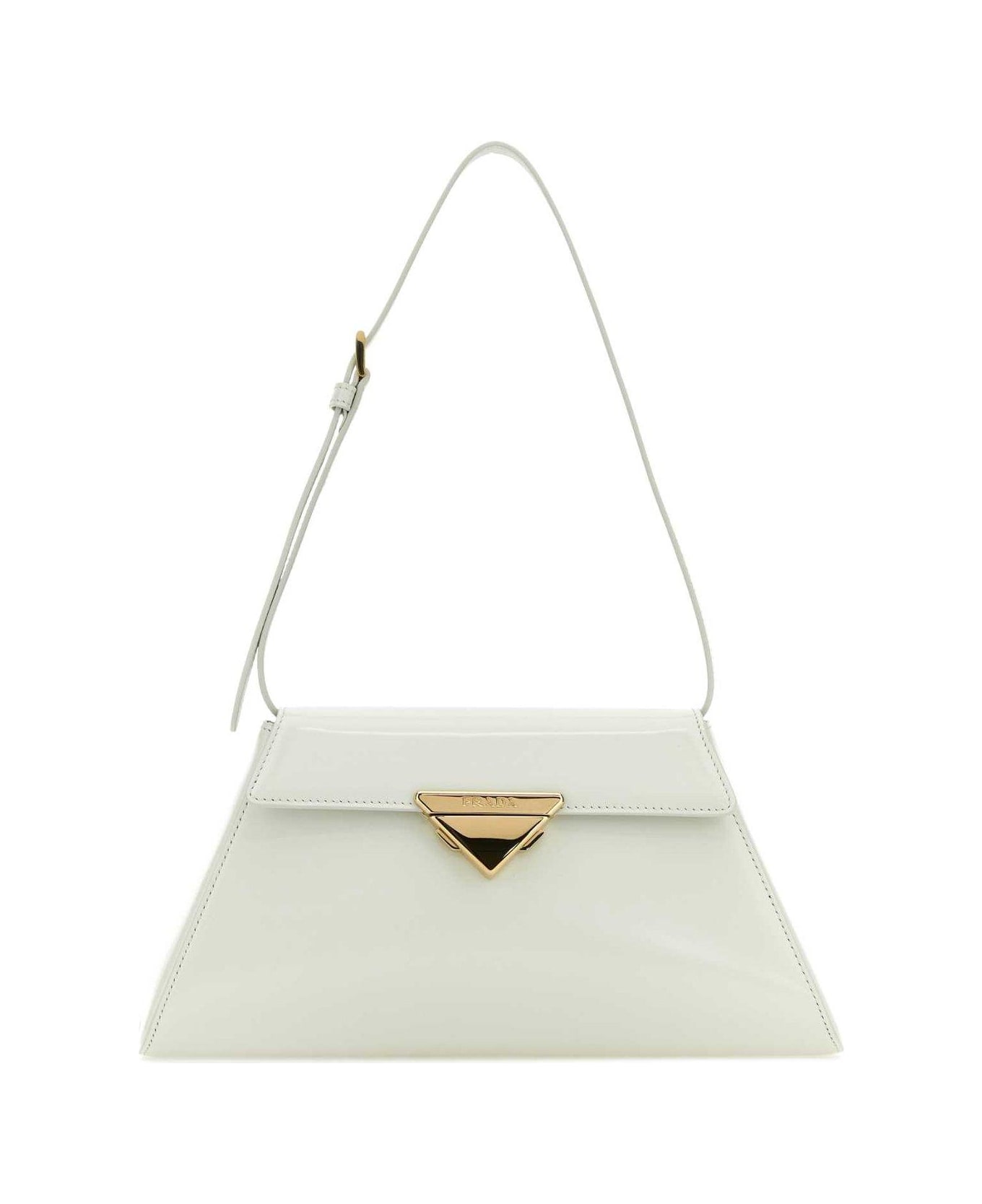 Prada Logo Triangle Medium Handbag - White