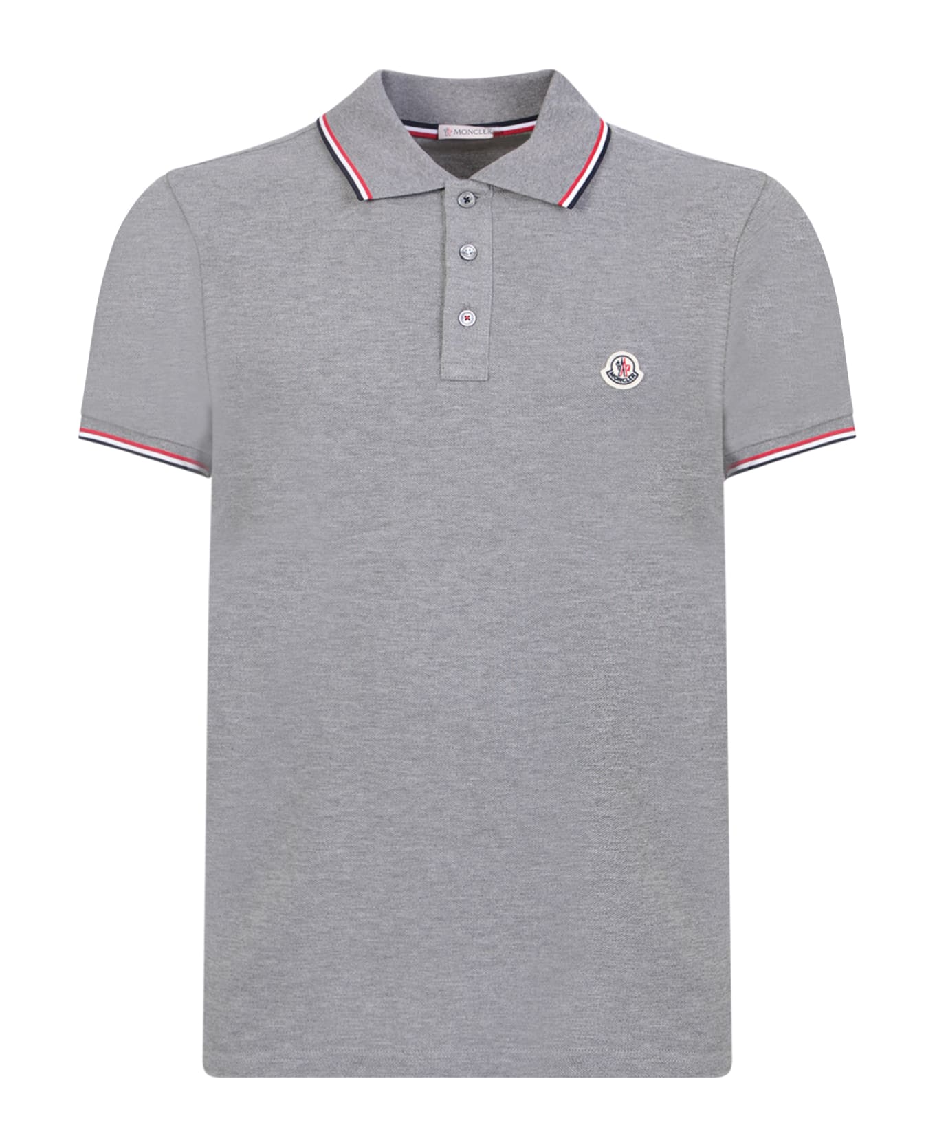 Moncler Logo-patch Cotton Polo Shirt - Grigio