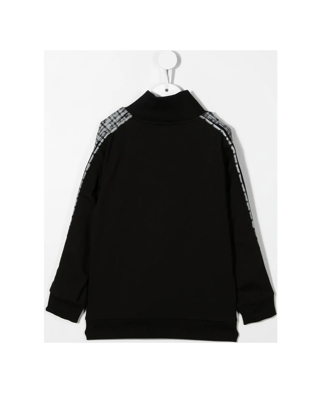 Givenchy Kids Black Zipped Sweatshirt With Contrast Logo Bands - B Nero ニットウェア＆スウェットシャツ