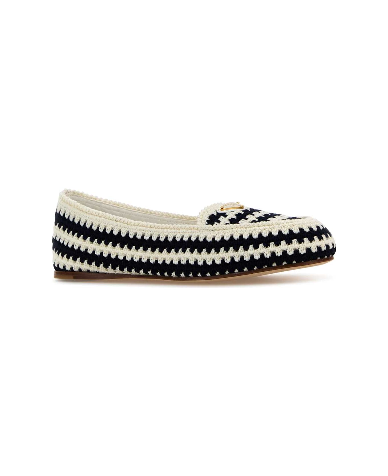 Prada Embroidered Crochet Loafers - BLEU