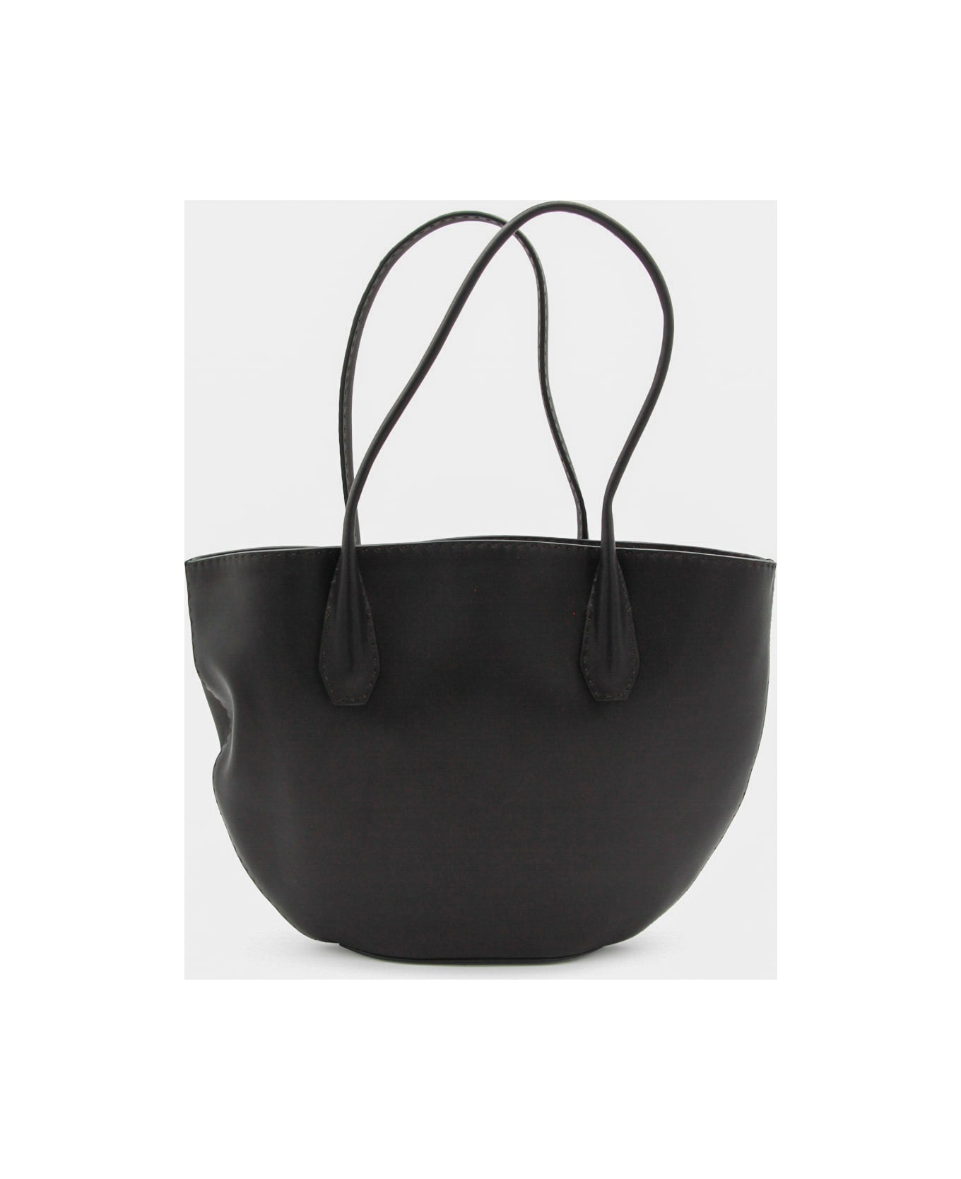 The Row Black Leather Alger Tote - BLACK/DARK BROWN ANS