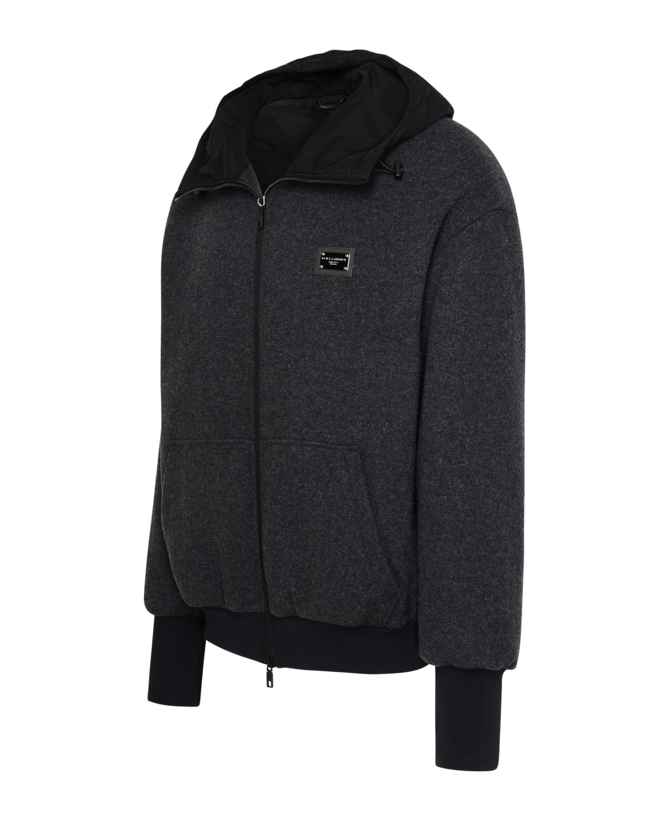 Dolce & Gabbana Grey Wool Blend Bomber Jacket - Black