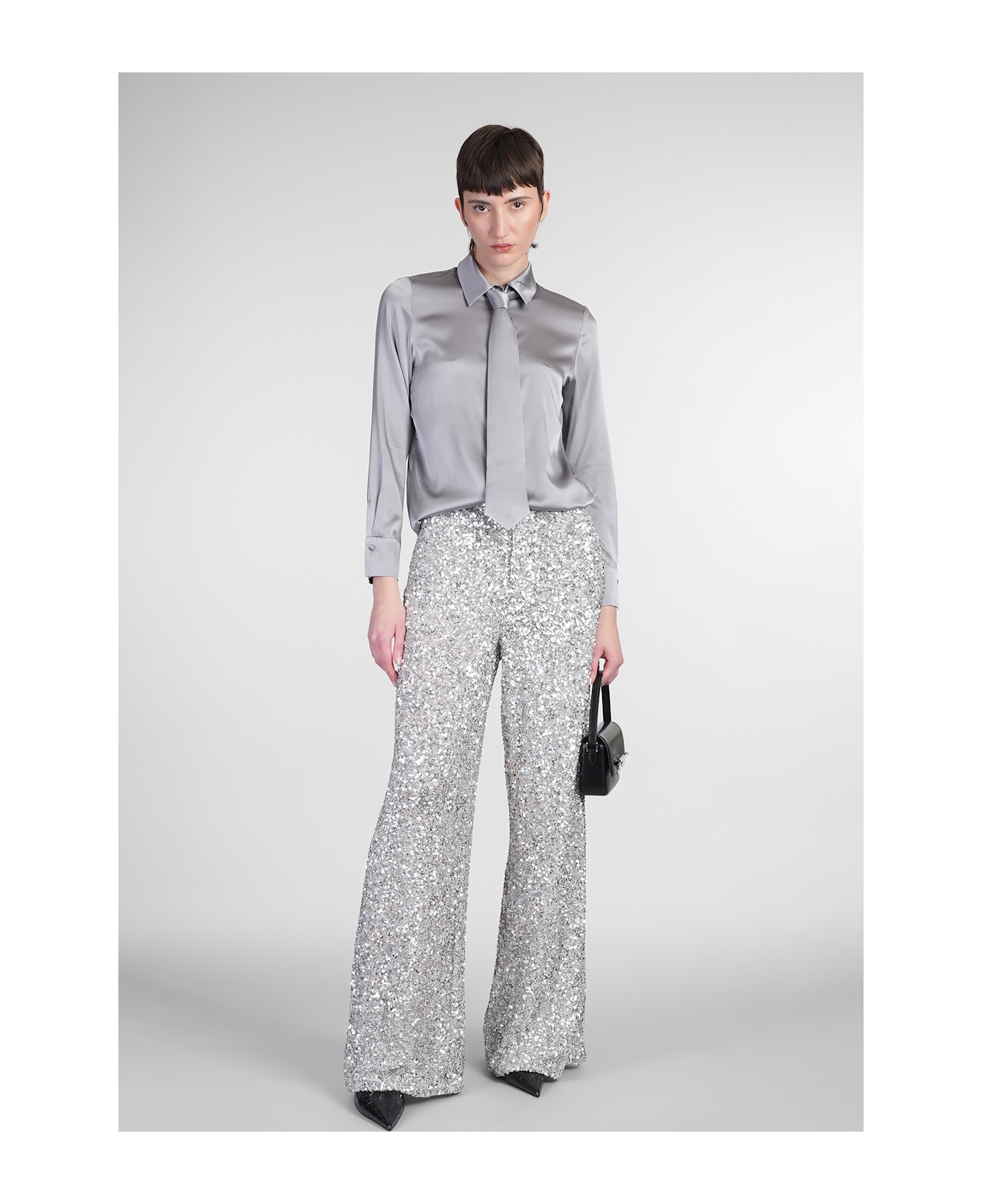 Alice + Olivia Mame Pants In Silver Polyester - silver
