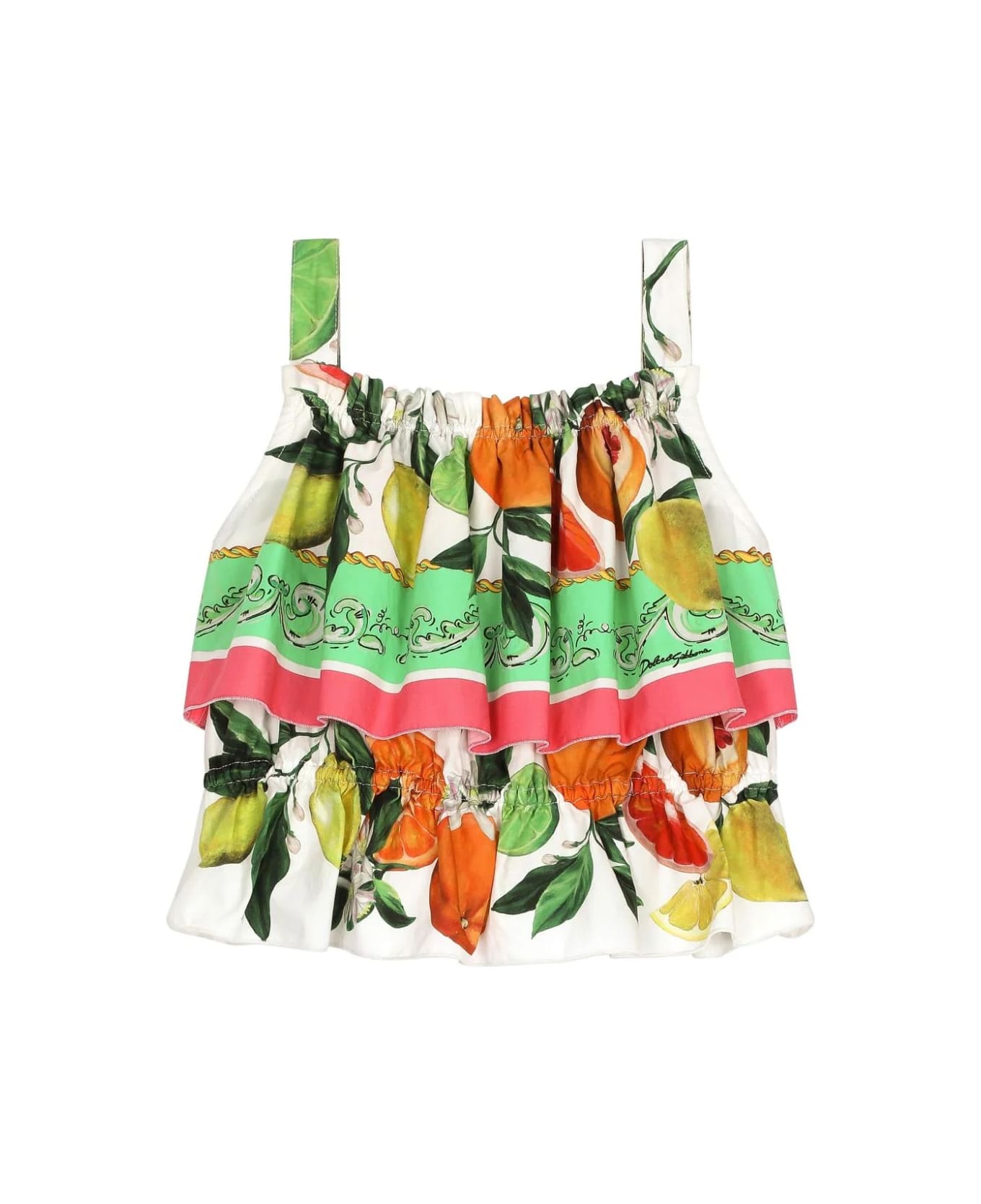 Dolce & Gabbana Sleeveless Top With Lemon And Orange Print - Multicolour