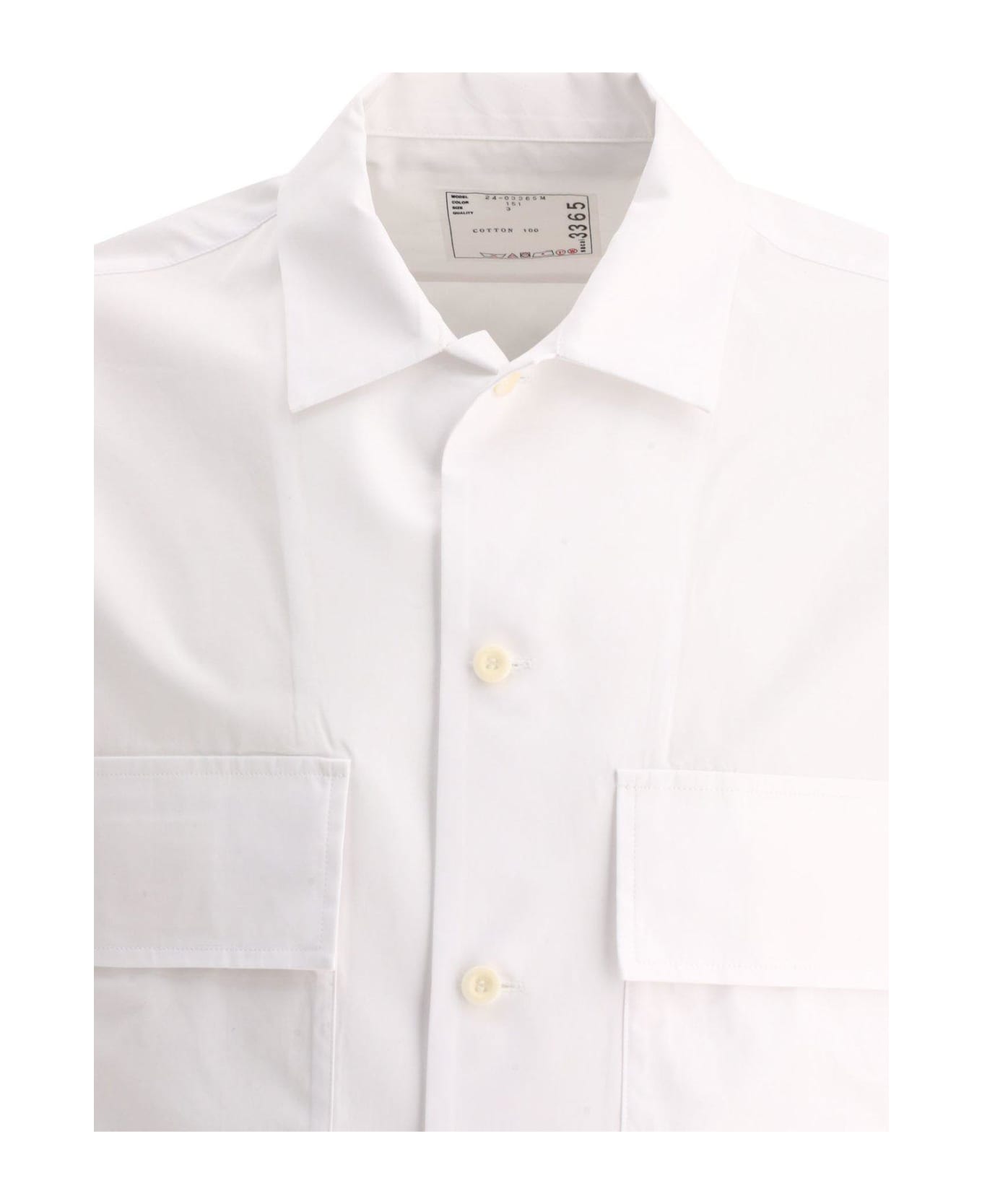 Sacai Short Sleeved Thomas Mason Poplin Shirt - Off white