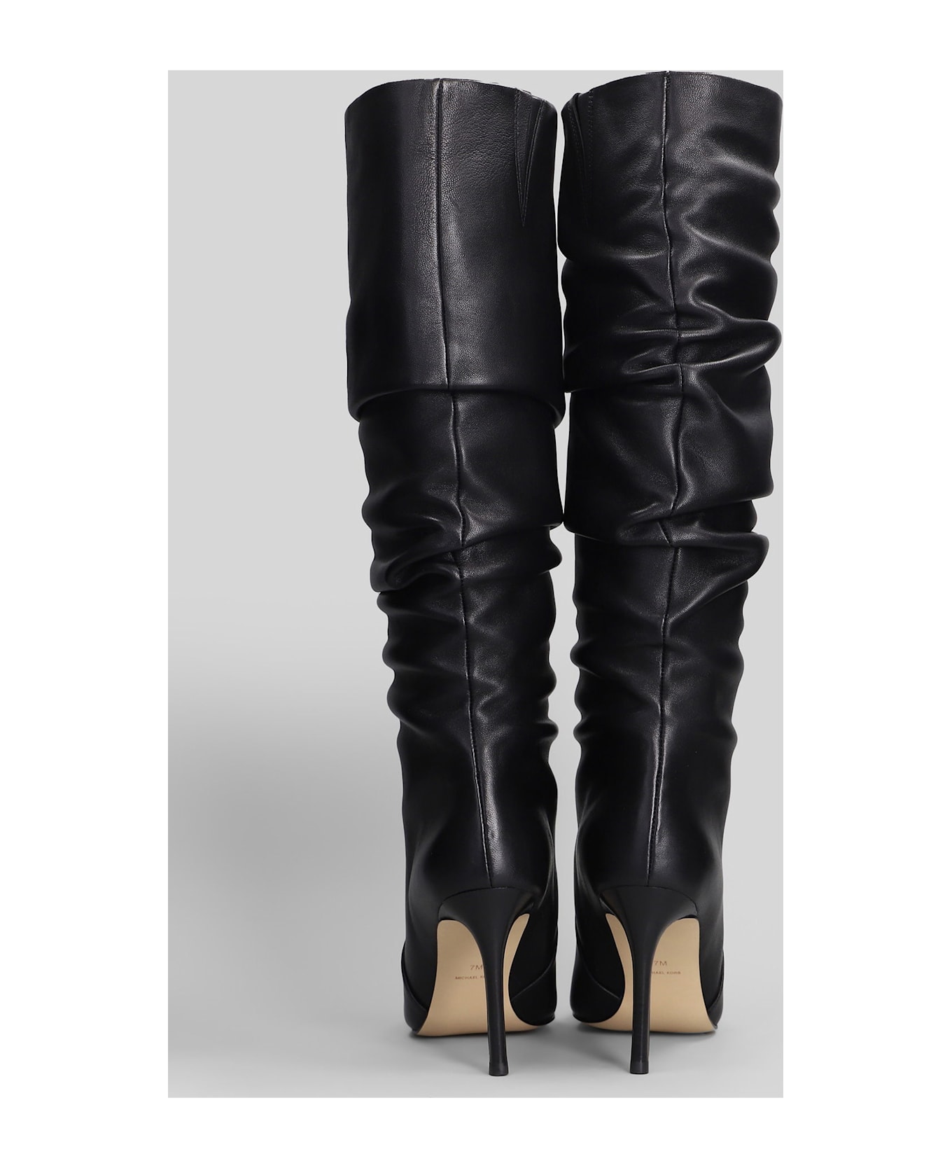 Michael Kors Dawn Heeled High Heels Boots In Black Leather - black