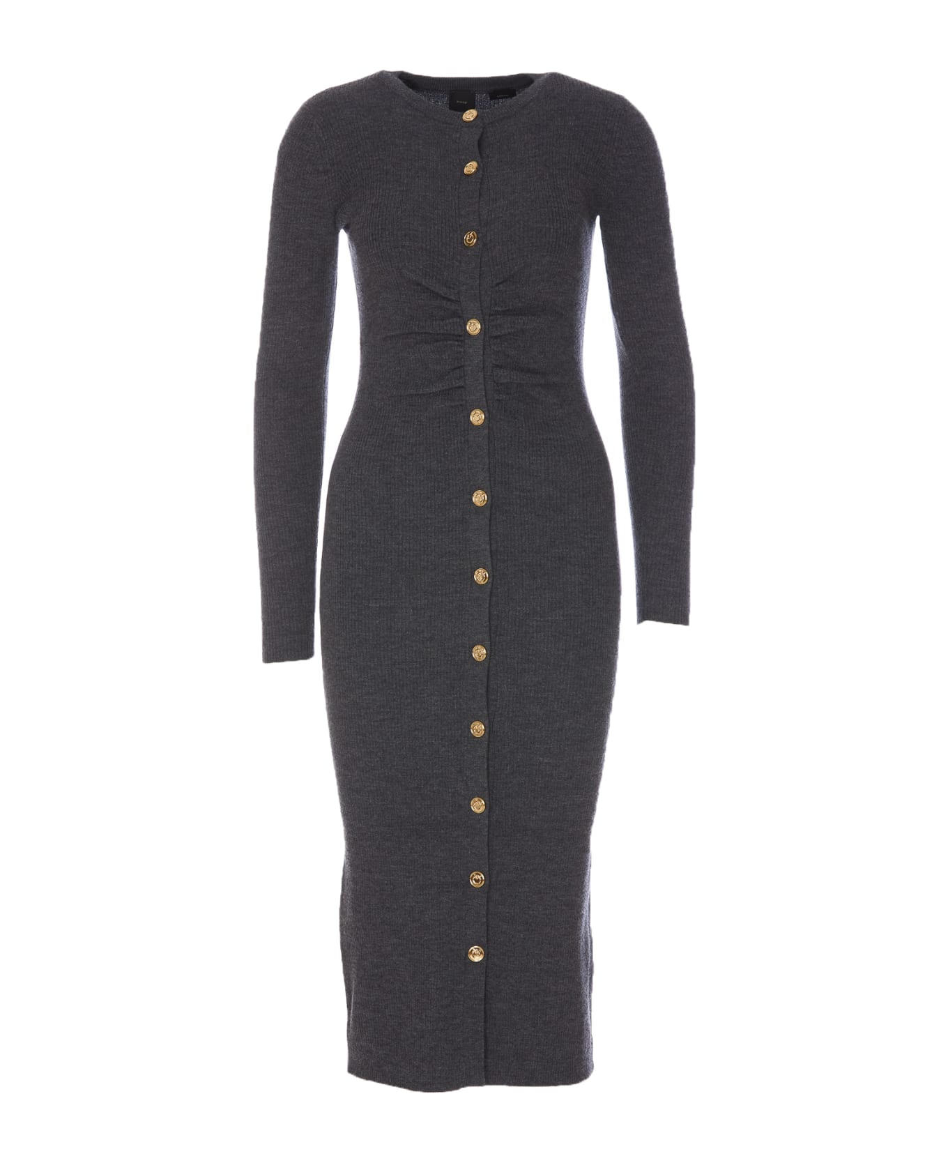 Pinko Longsleeve Buttoned Knit Dress - Grey